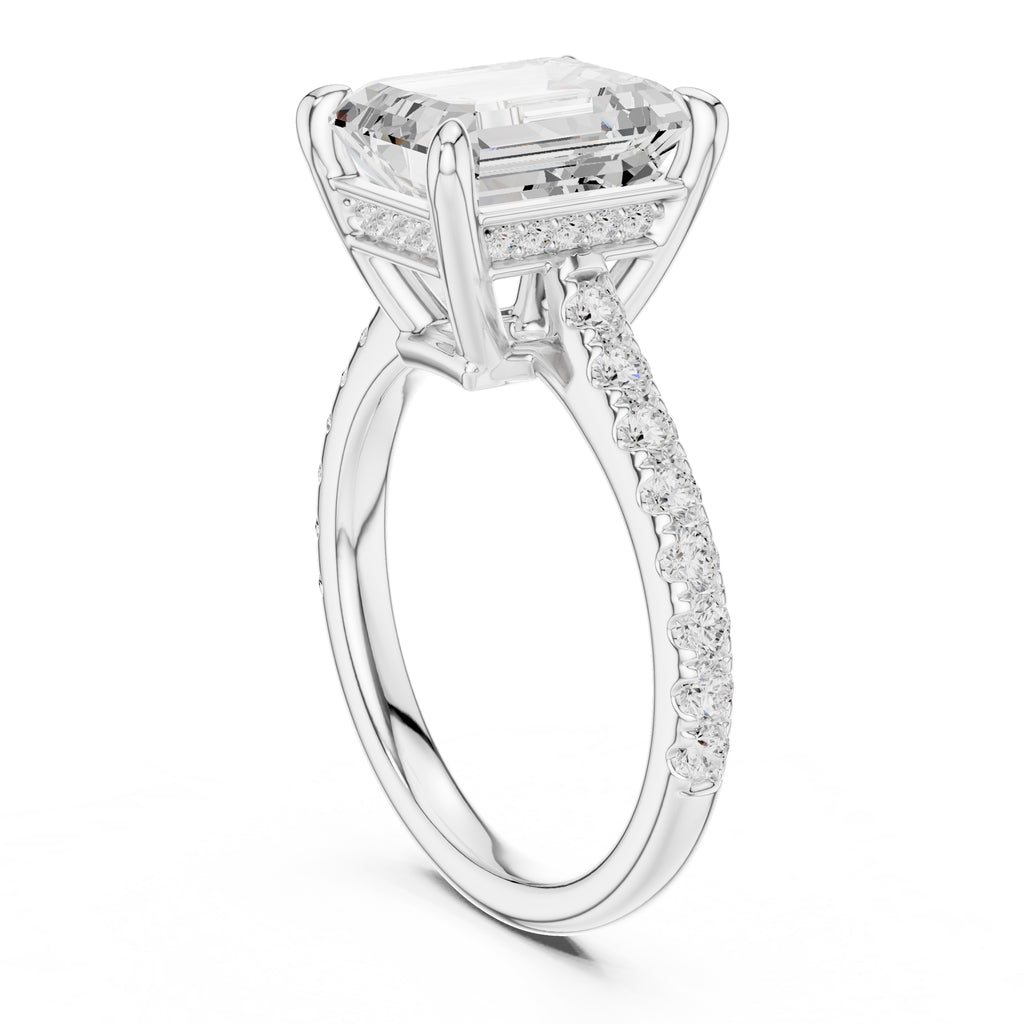 4.00 ct Summit Pavé Engagement Ring 4ct White Gold Emerald