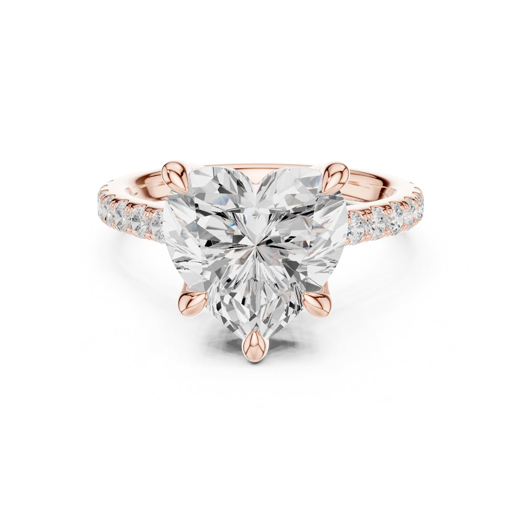 4.00 ct Summit Pavé Engagement Ring 4ct Rose Gold Heart