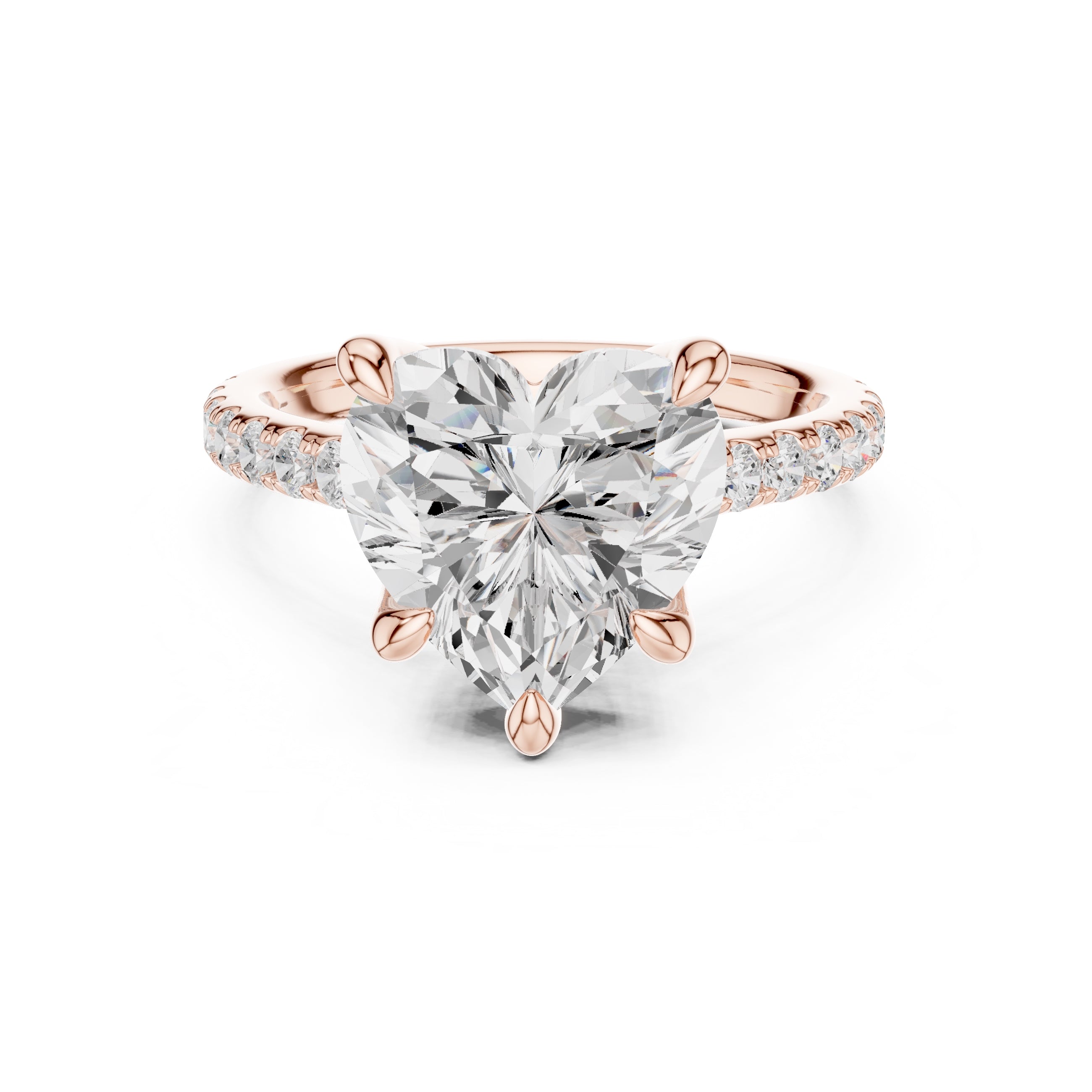 4.00 ct Summit Pavé Engagement Ring 4ct Rose Gold Heart