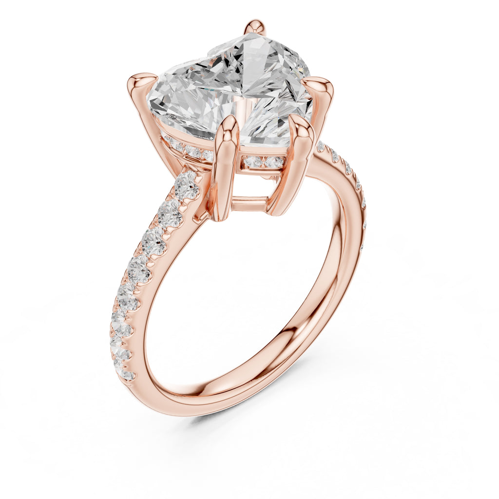 4.00 ct Summit Pavé Engagement Ring 4ct Rose Gold Heart