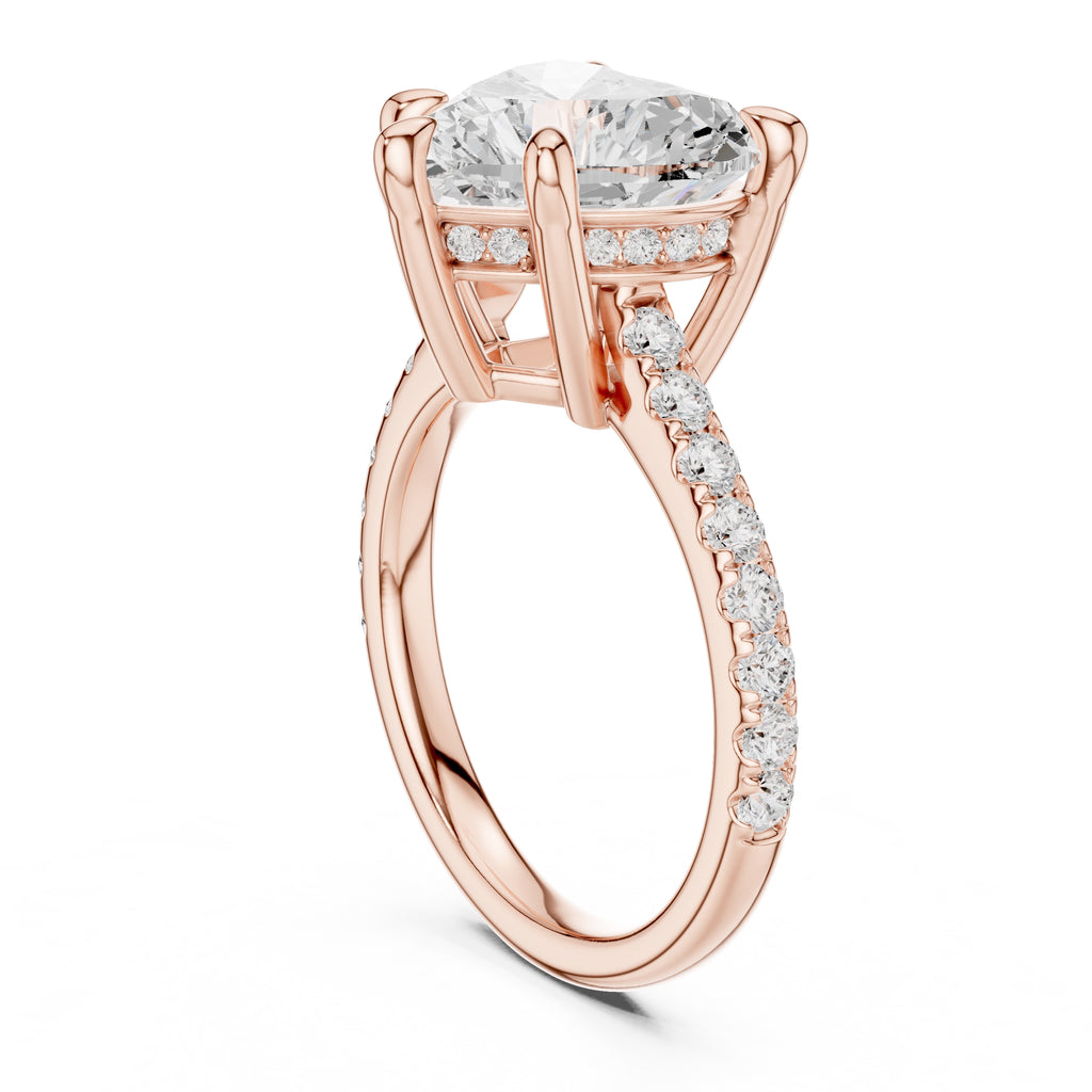 4.00 ct Summit Pavé Engagement Ring 4ct Rose Gold Heart
