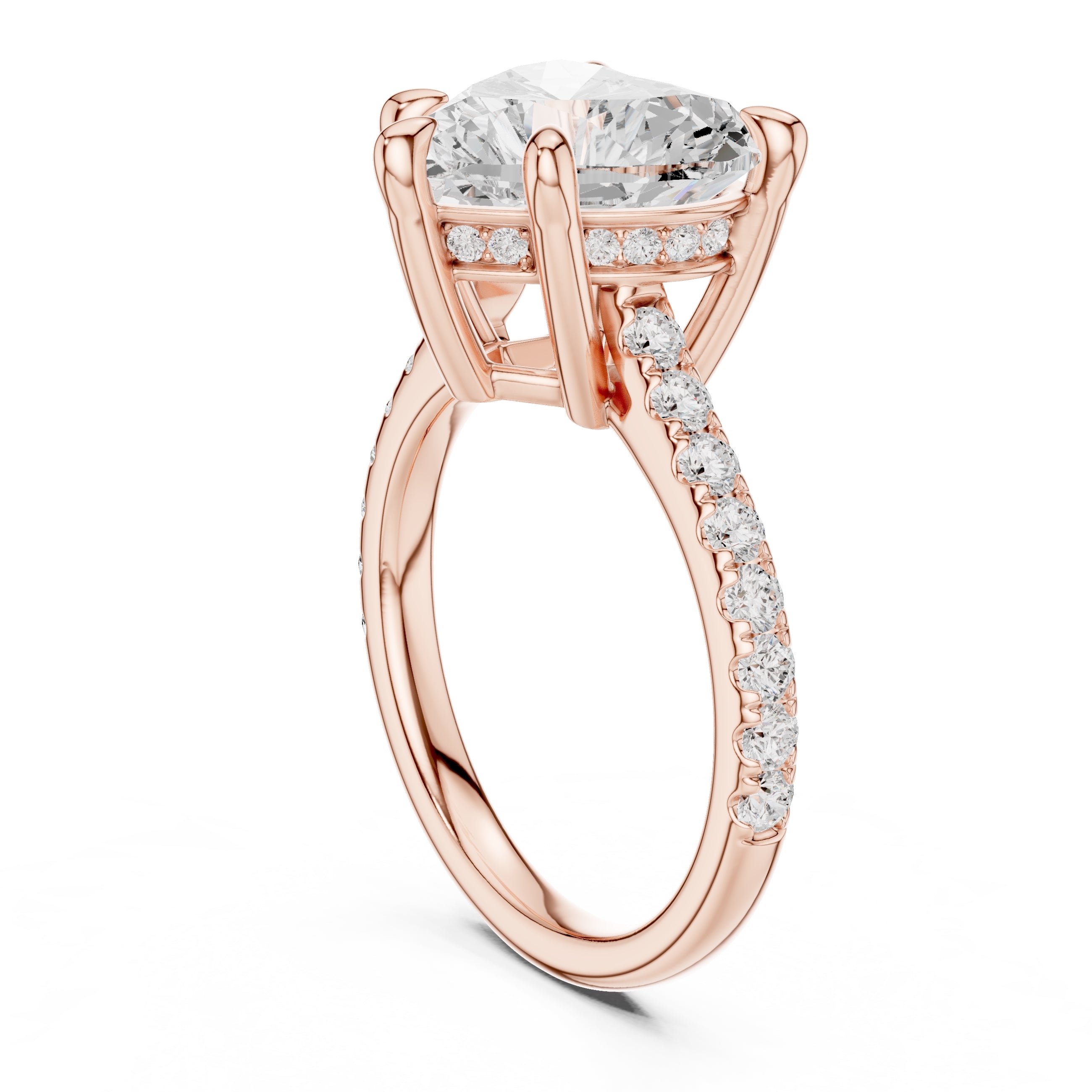 4.00 ct Summit Pavé Engagement Ring 4ct Rose Gold Heart