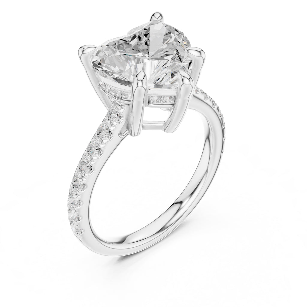 4.00 ct Summit Pavé Engagement Ring 4ct White Gold Heart