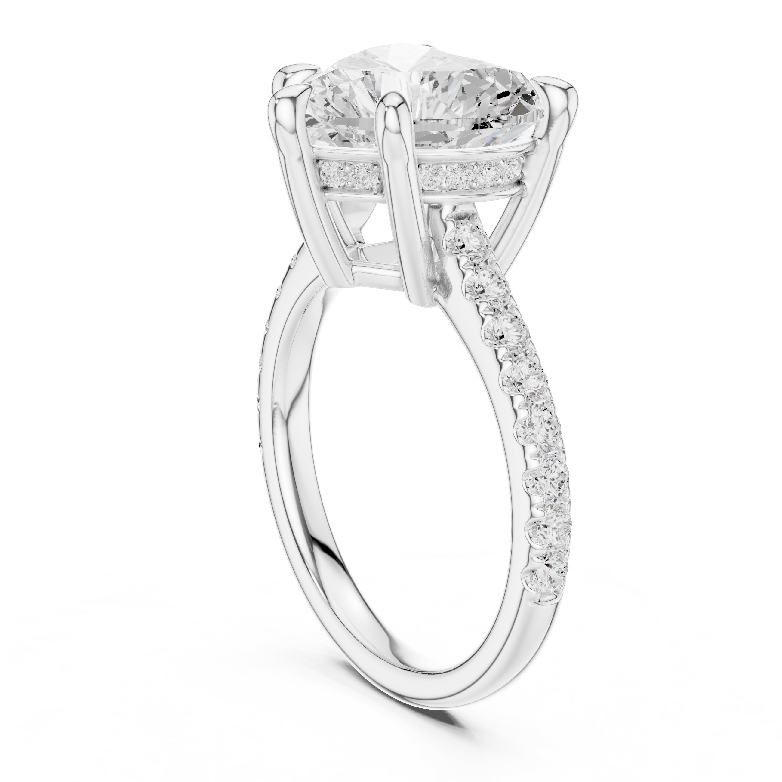 4.00 ct Summit Pavé Engagement Ring 4ct White Gold Heart