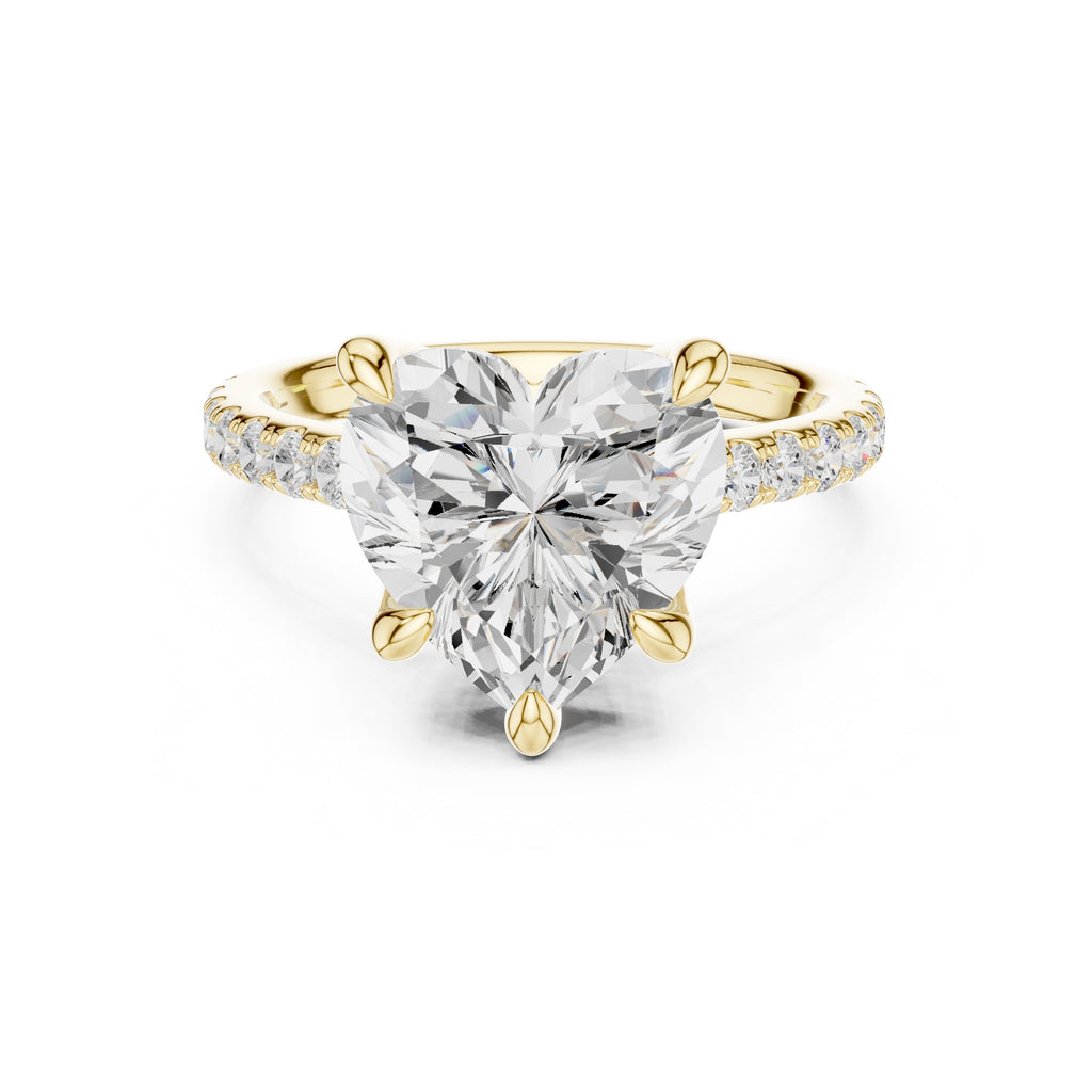 4.00 ct Summit Pavé Engagement Ring 4ct Yellow Gold Heart