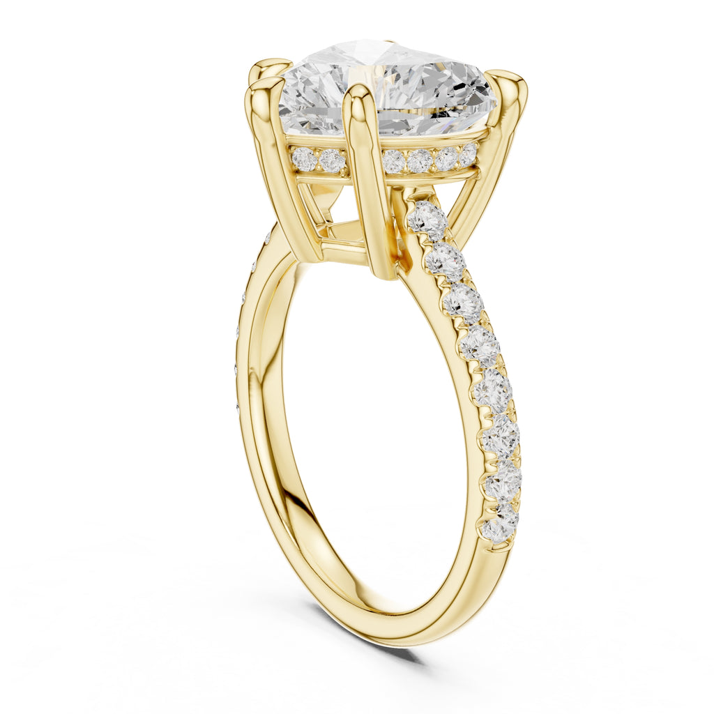 4.00 ct Summit Pavé Engagement Ring 4ct Yellow Gold Heart