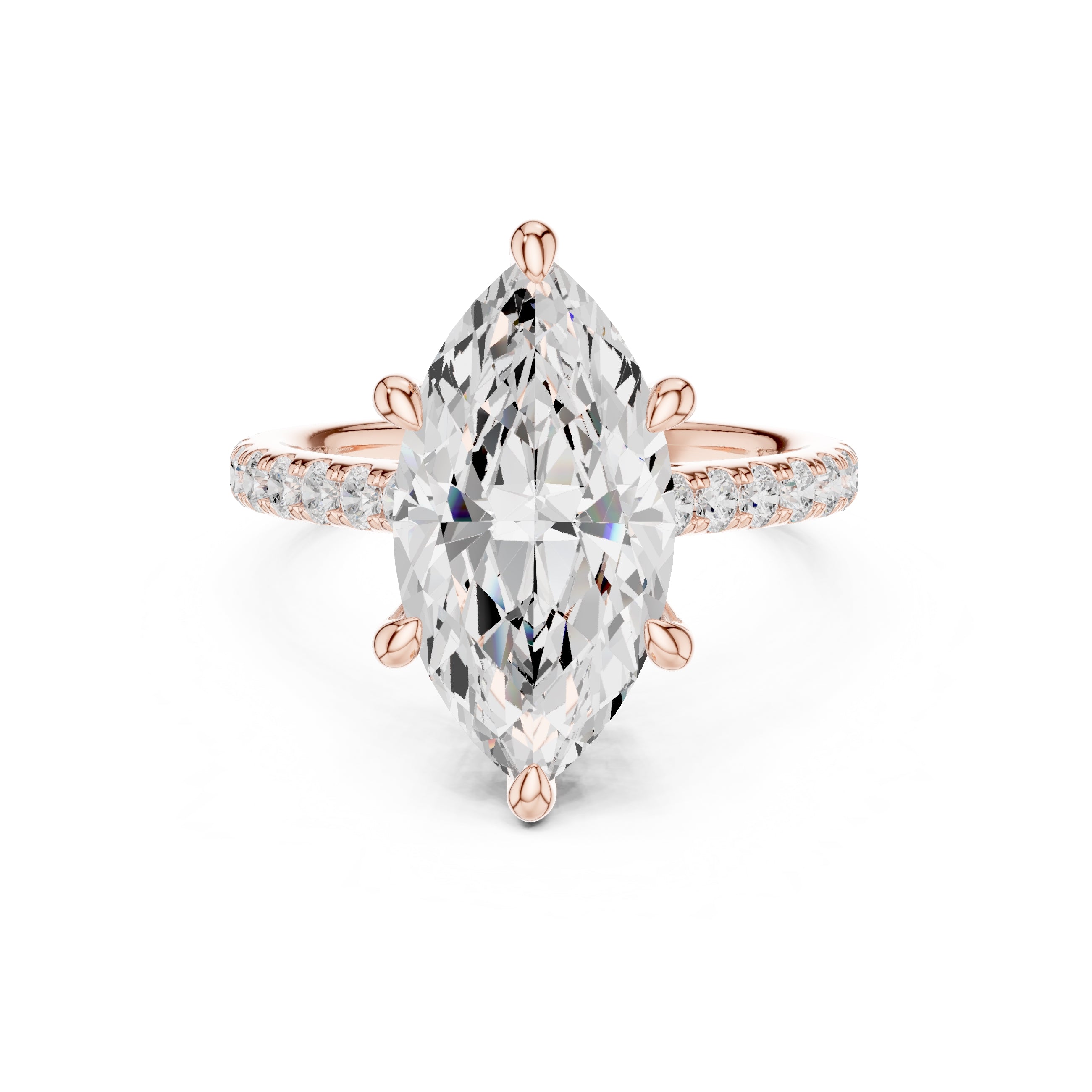 4.00 ct Summit Pavé Engagement Ring 4ct Rose Gold Marquise