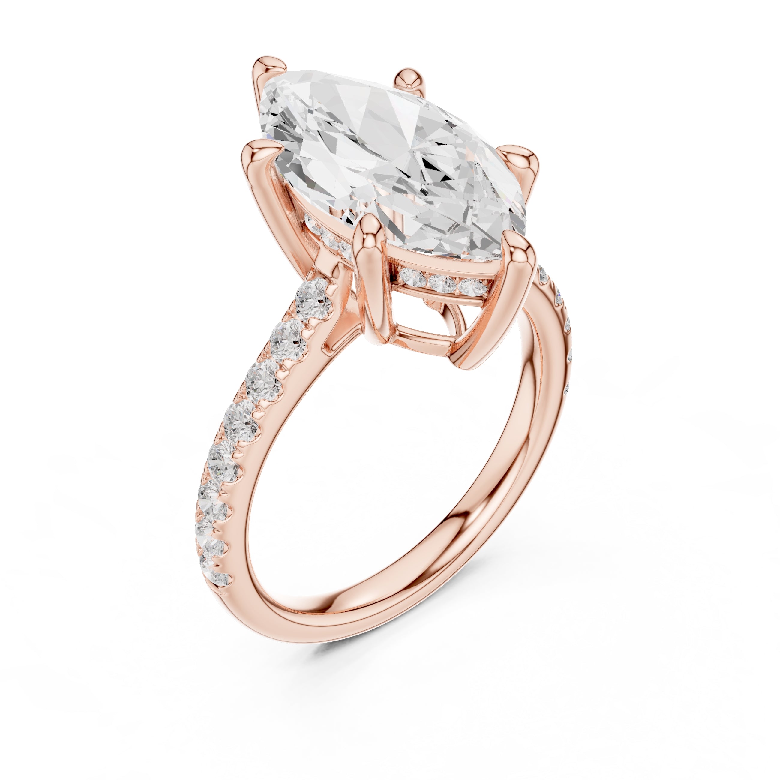 4.00 ct Summit Pavé Engagement Ring 4ct Rose Gold Marquise