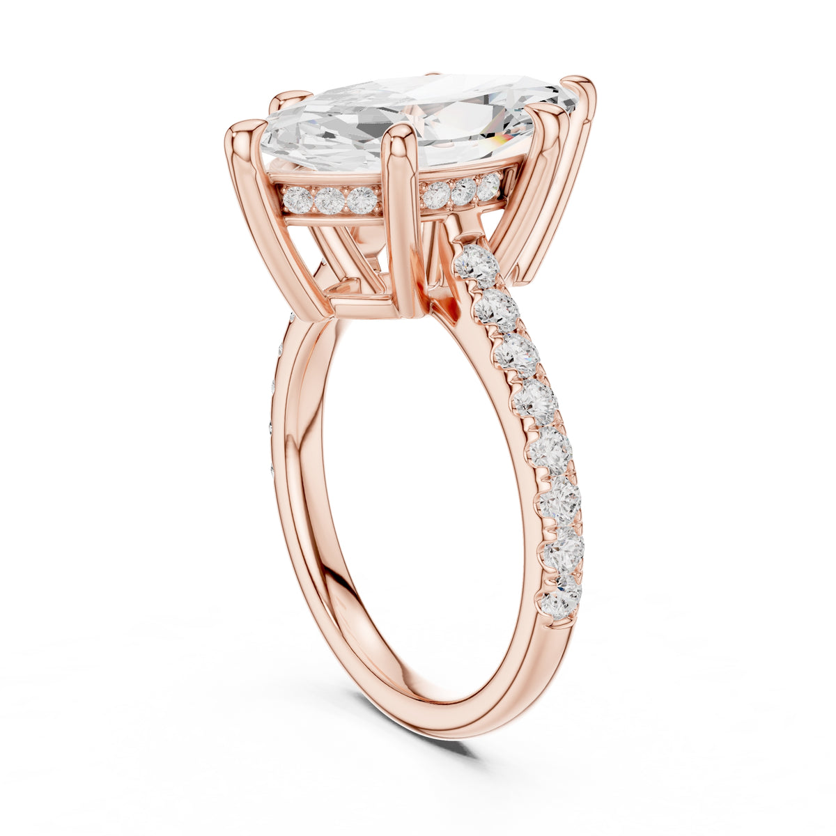 4.00 ct Summit Pavé Engagement Ring 4ct Rose Gold Marquise