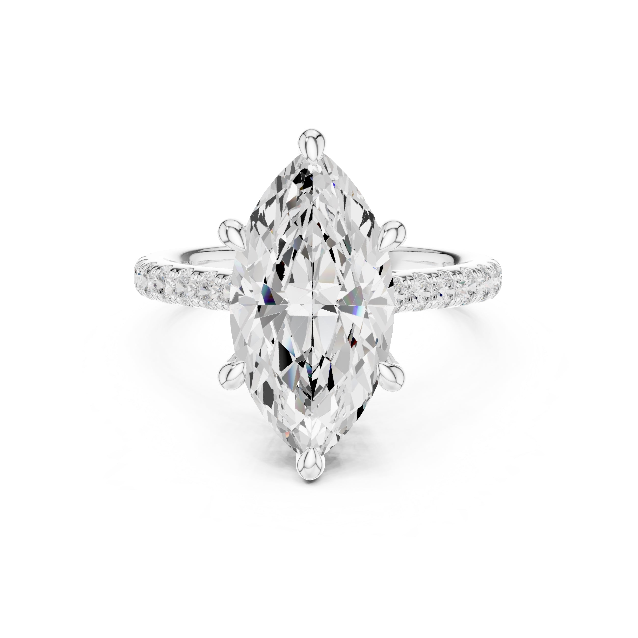 4.00 ct Summit Pavé Engagement Ring 4ct White Gold Marquise