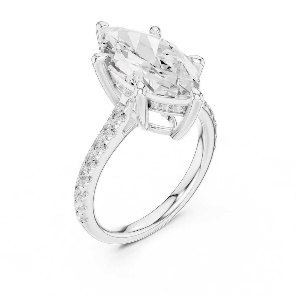 4.00 ct Summit Pavé Engagement Ring 4ct White Gold Marquise