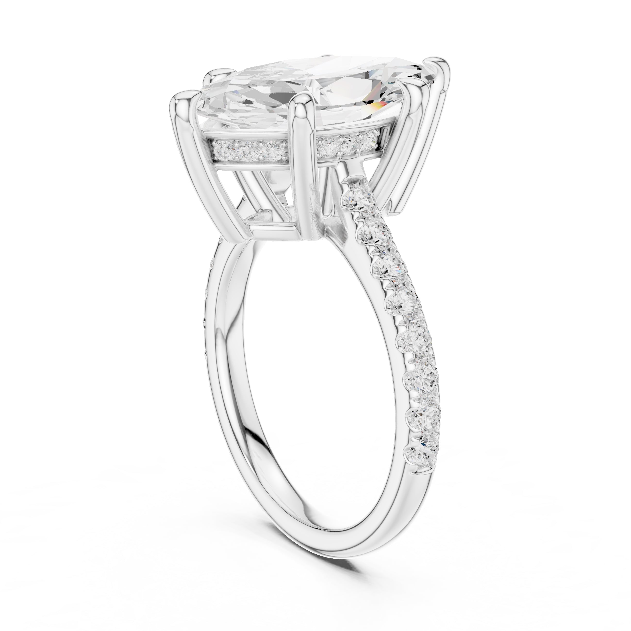 4.00 ct Summit Pavé Engagement Ring 4ct White Gold Marquise