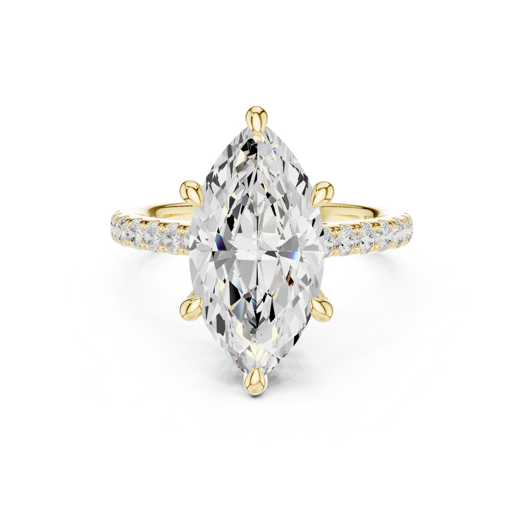 4.00 ct Summit Pavé Engagement Ring 4ct Yellow Gold Marquise