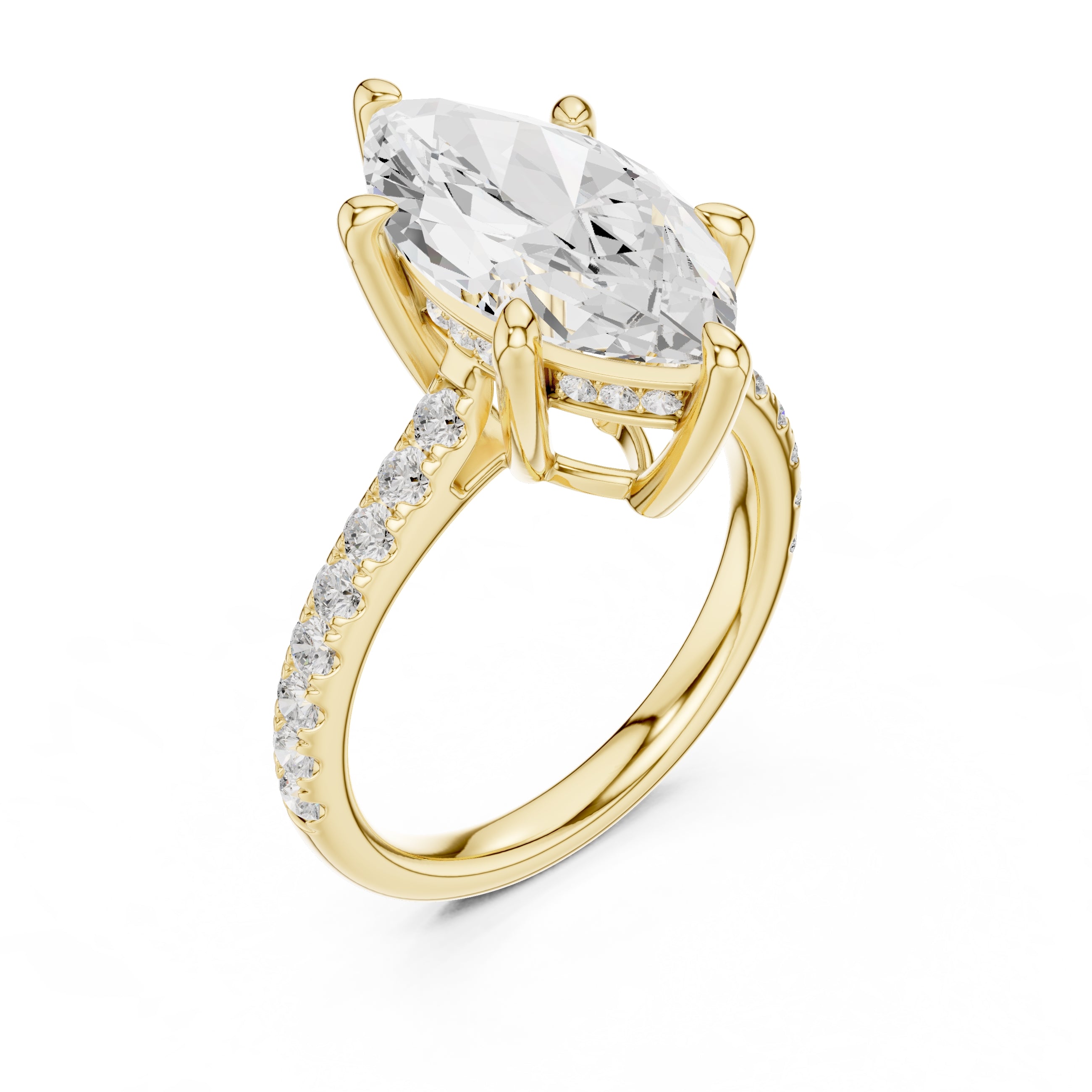 4.00 ct Summit Pavé Engagement Ring 4ct Yellow Gold Marquise