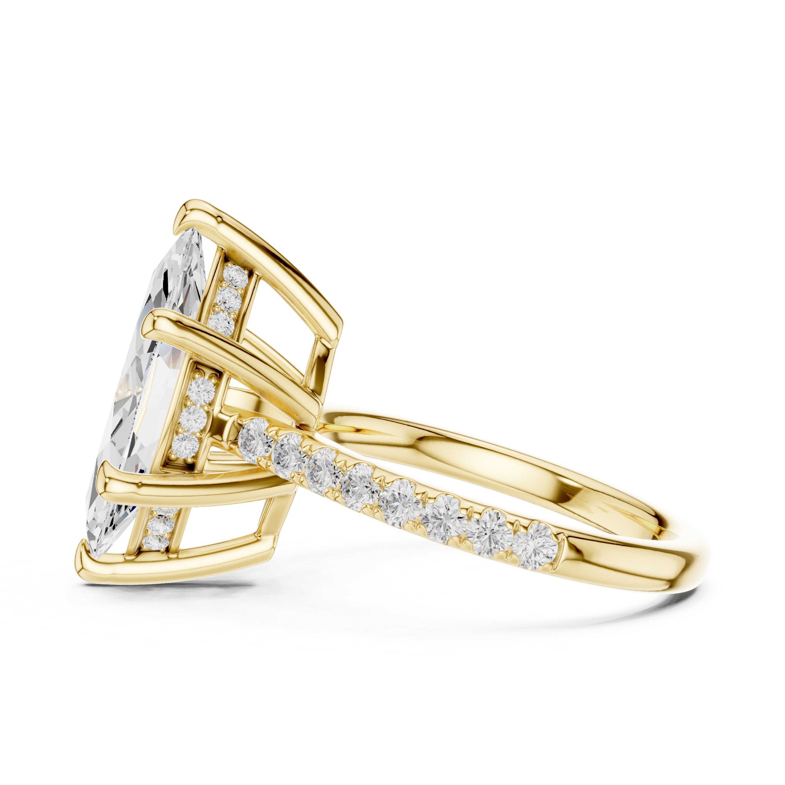 4.00 ct Summit Pavé Engagement Ring 4ct Yellow Gold Marquise