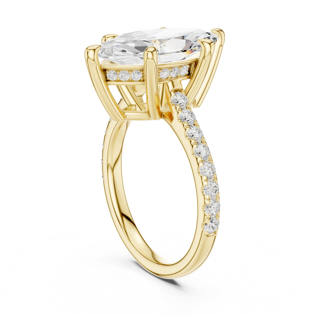 4.00 ct Summit Pavé Engagement Ring 4ct Yellow Gold Marquise