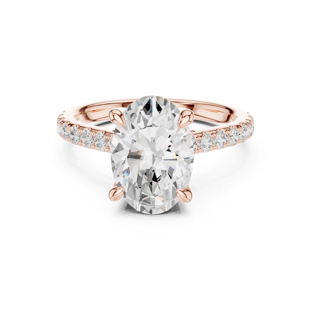 4.00 ct Summit Pavé Engagement Ring 4ct Rose Gold Oval