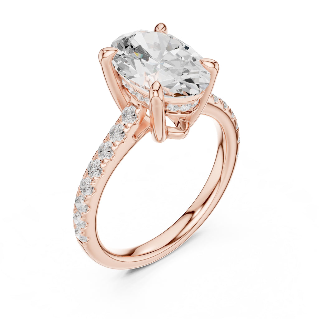 4.00 ct Summit Pavé Engagement Ring 4ct Rose Gold Oval