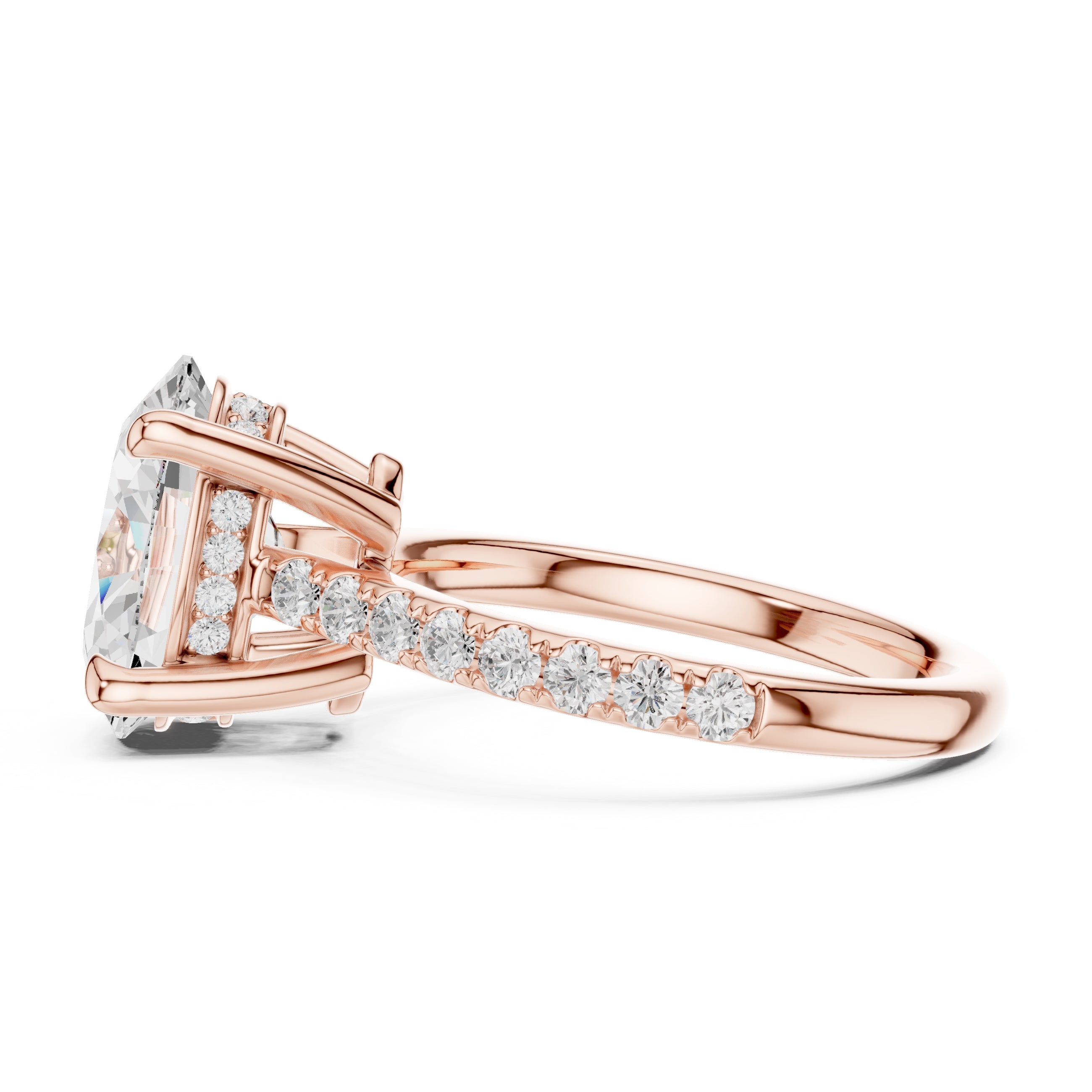 4.00 ct Summit Pavé Engagement Ring 4ct Rose Gold Oval