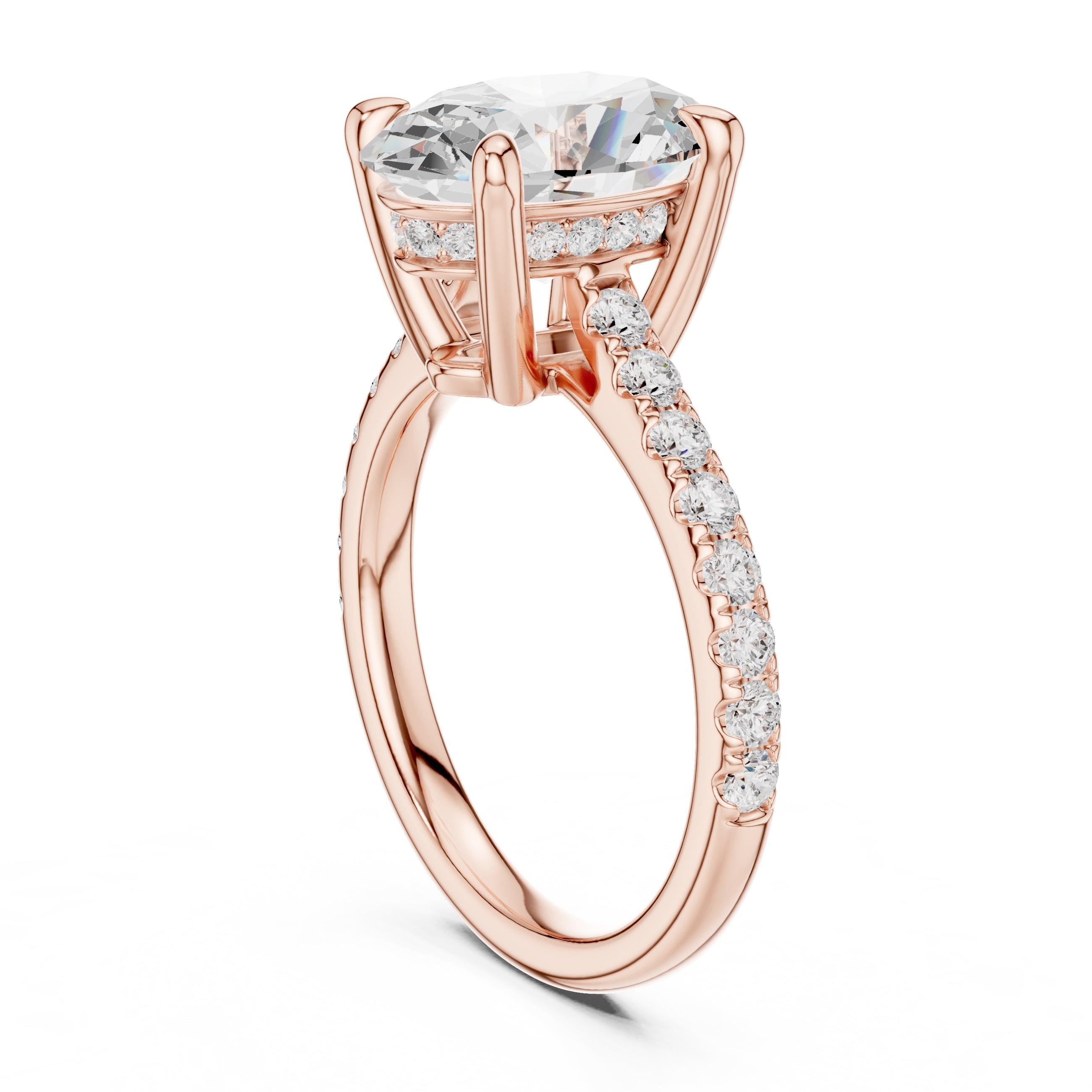 4.00 ct Summit Pavé Engagement Ring 4ct Rose Gold Oval