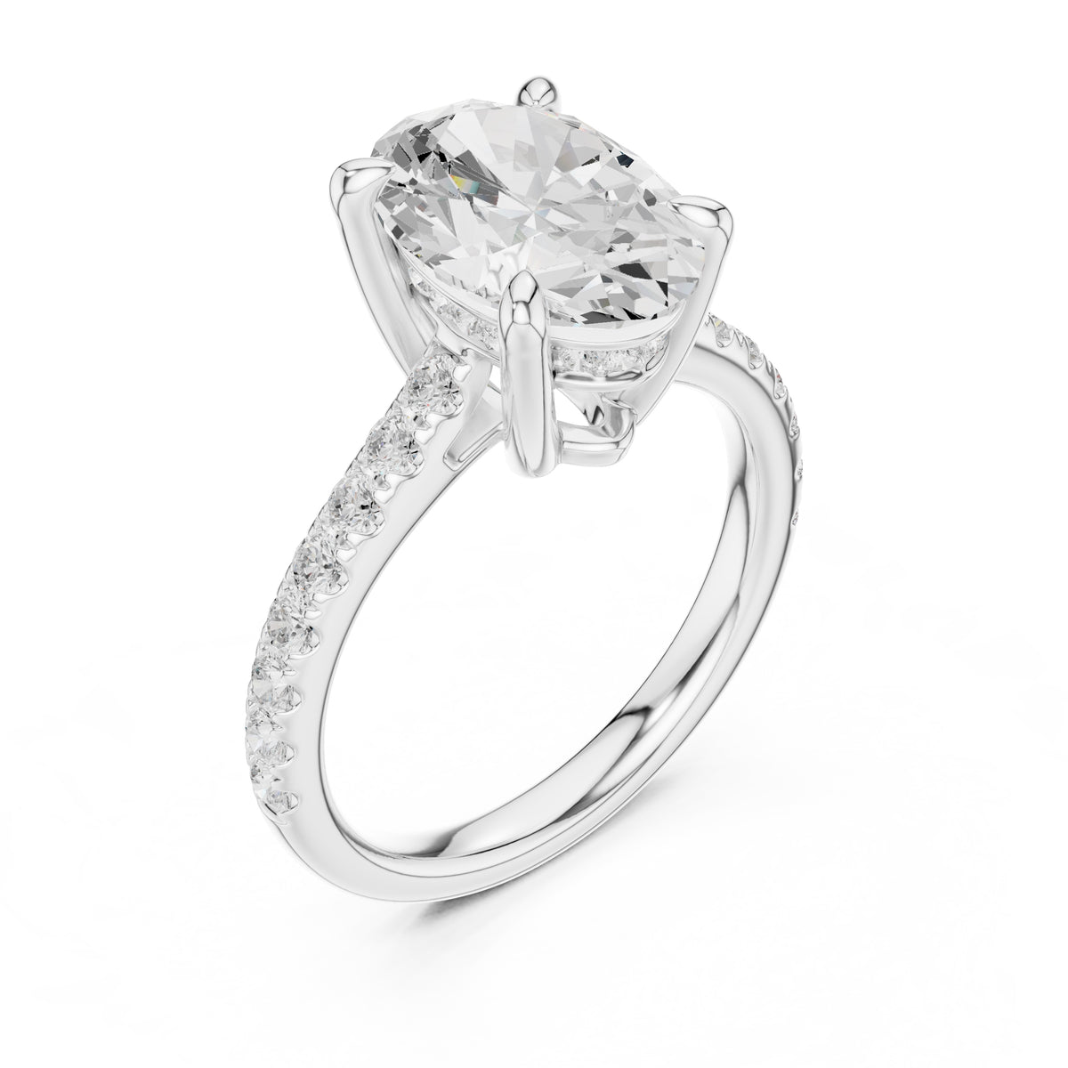 4.00 ct Summit Pavé Engagement Ring 4ct White Gold Oval