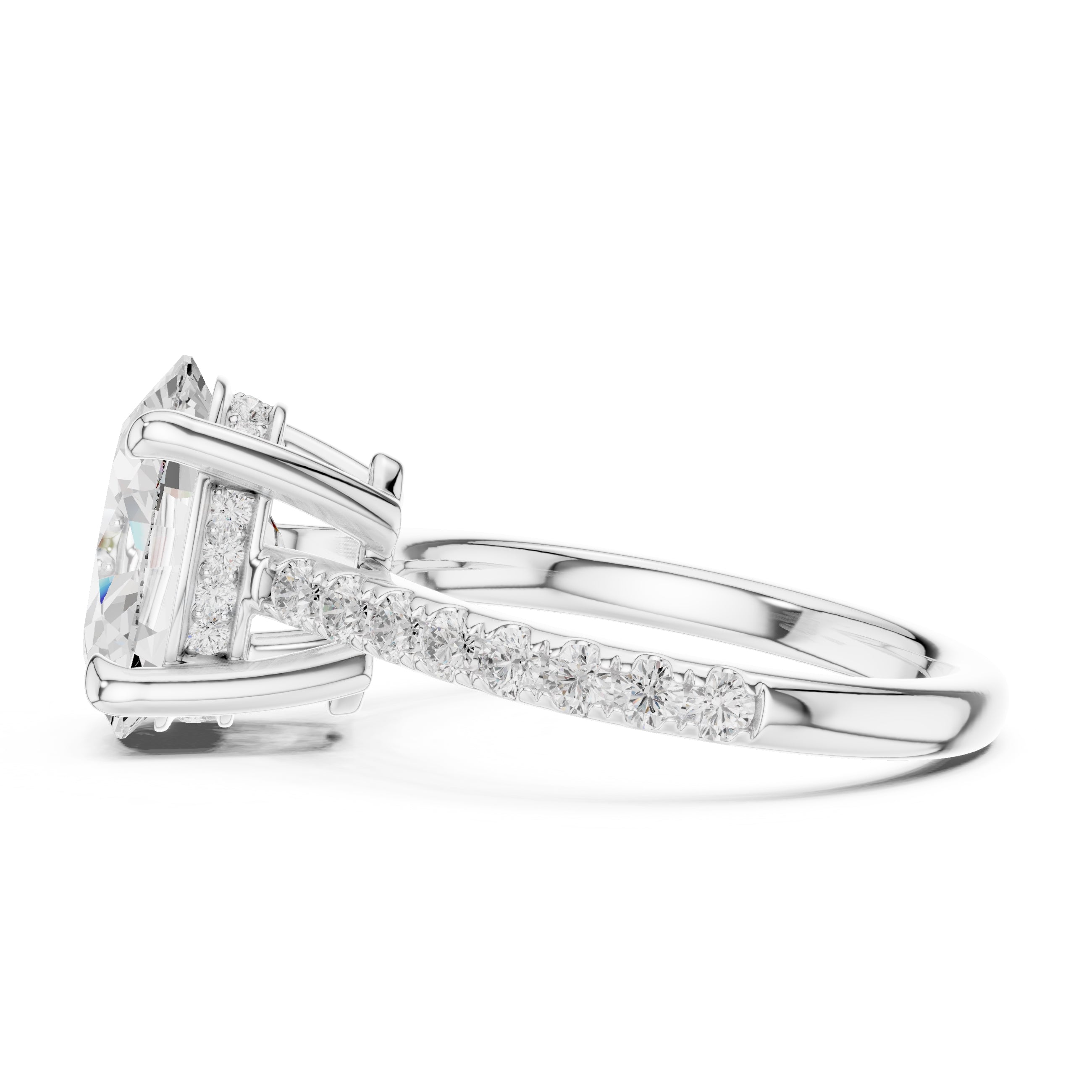 4.00 ct Summit Pavé Engagement Ring 4ct White Gold Oval