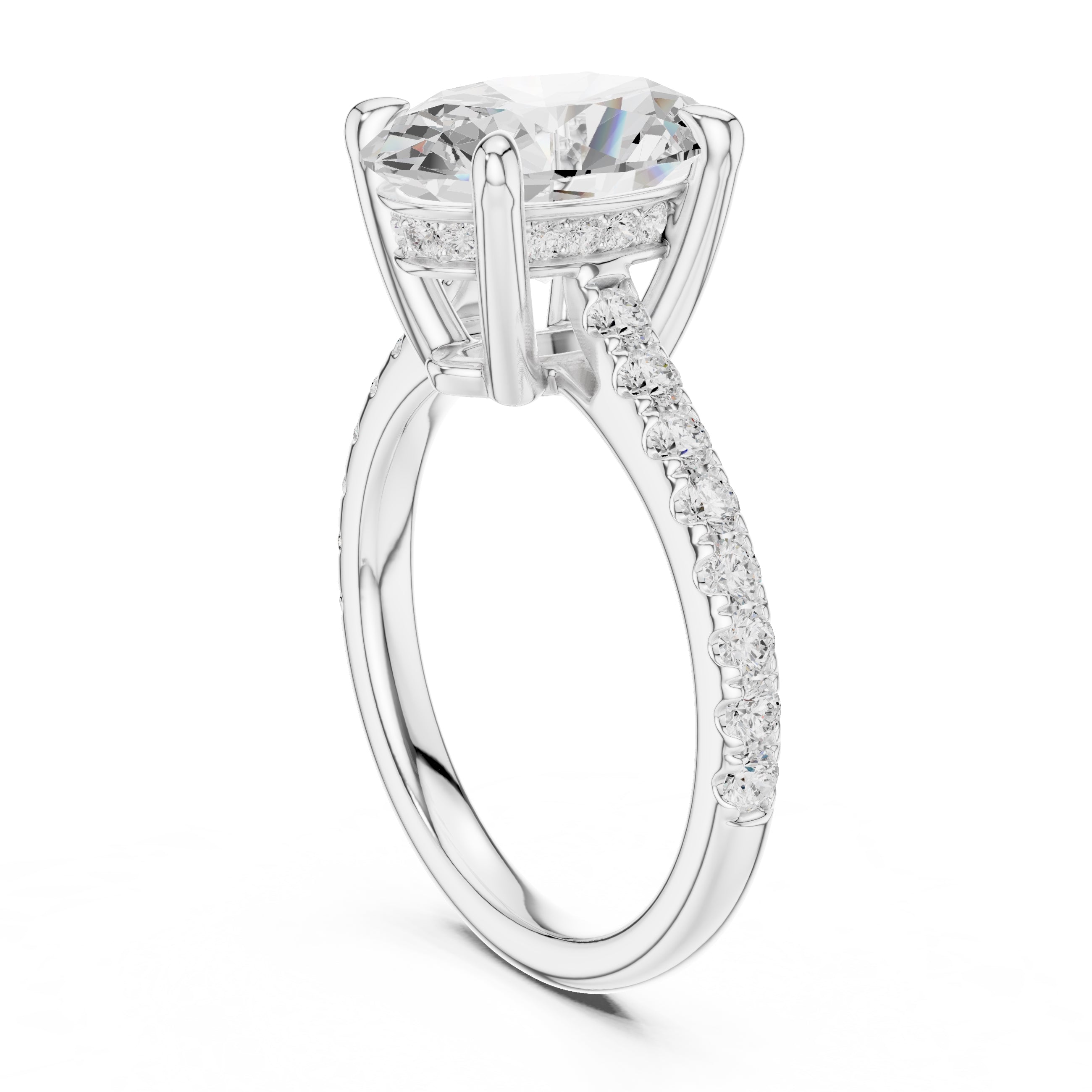 4.00 ct Summit Pavé Engagement Ring 4ct White Gold Oval