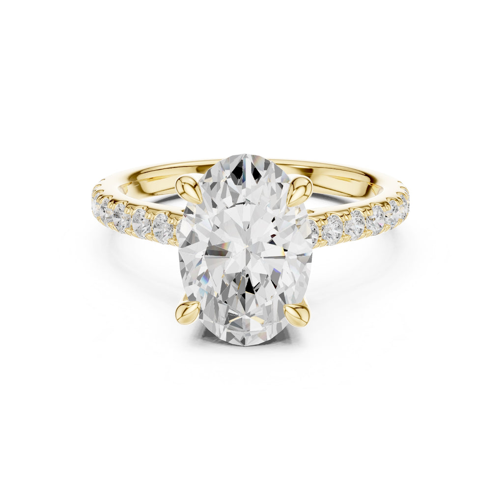 4.00 ct Summit Pavé Engagement Ring 4ct Yellow Gold Oval