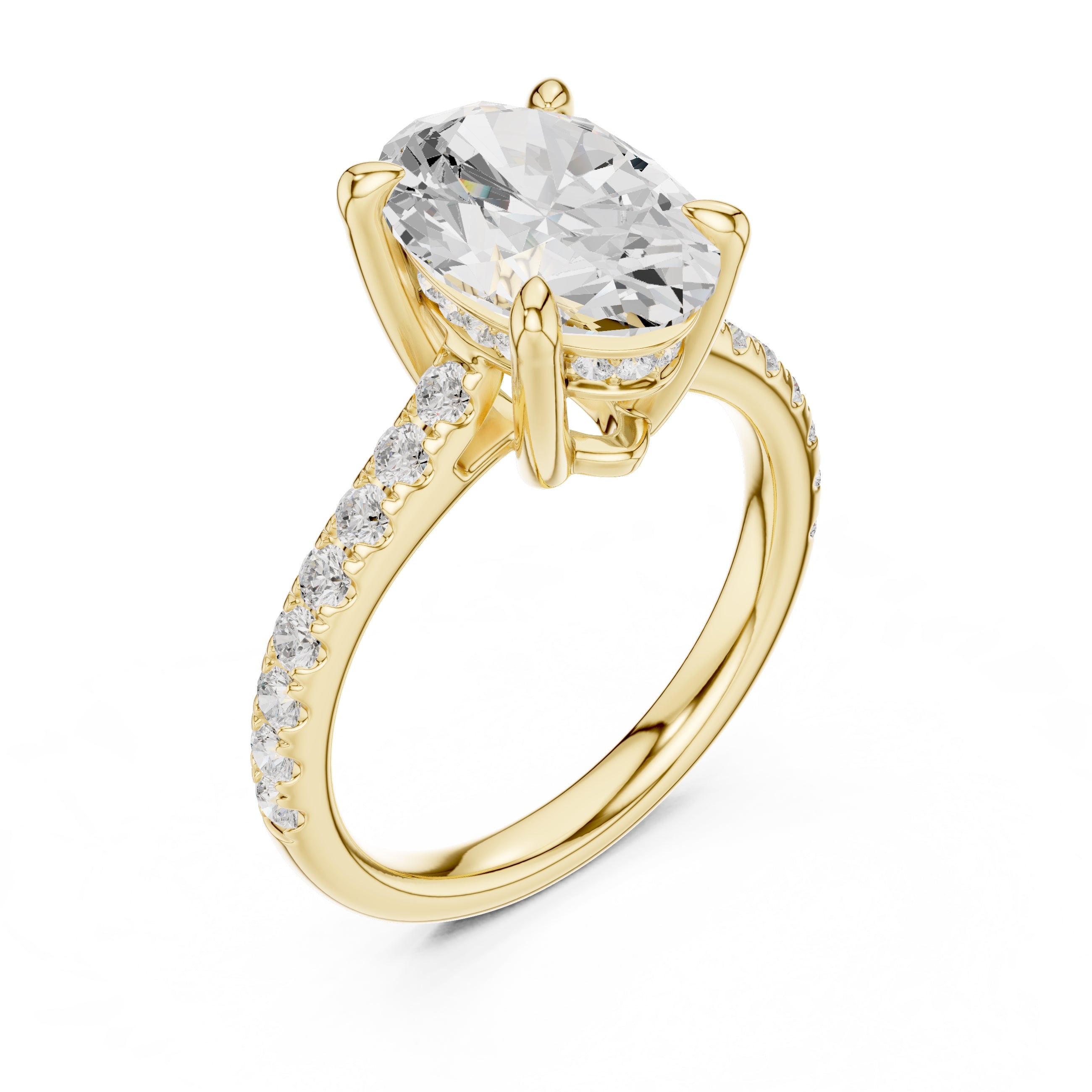 4.00 ct Summit Pavé Engagement Ring 4ct Yellow Gold Oval