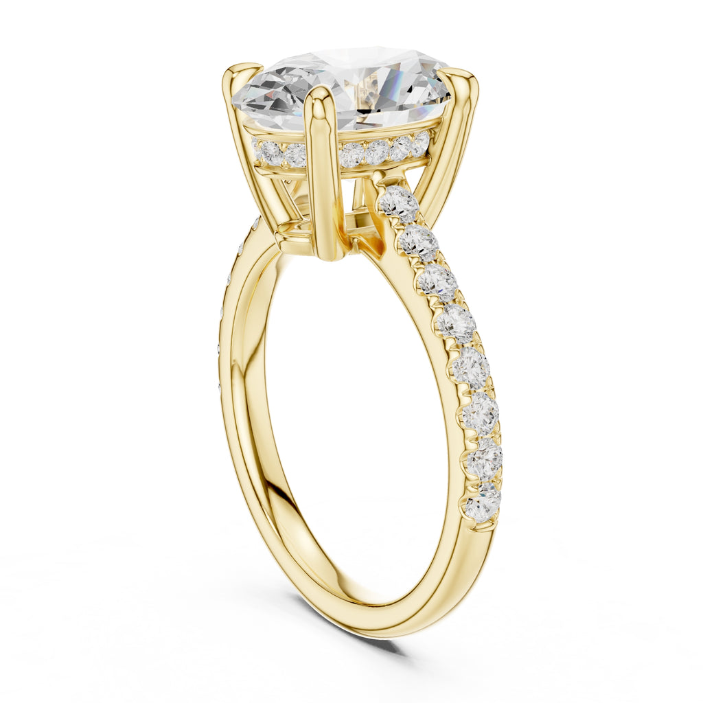 4.00 ct Summit Pavé Engagement Ring 4ct Yellow Gold Oval
