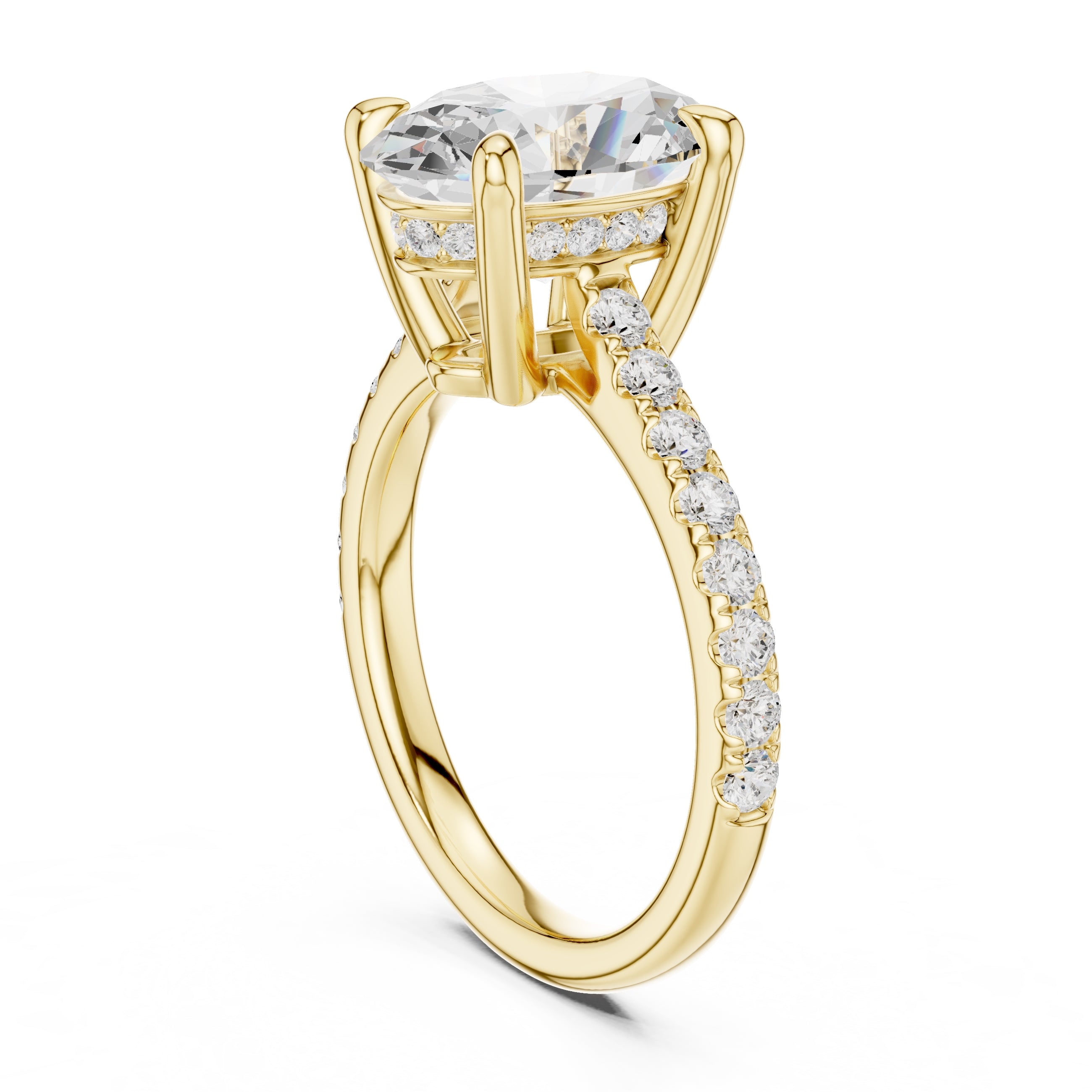 4.00 ct Summit Pavé Engagement Ring 4ct Yellow Gold Oval
