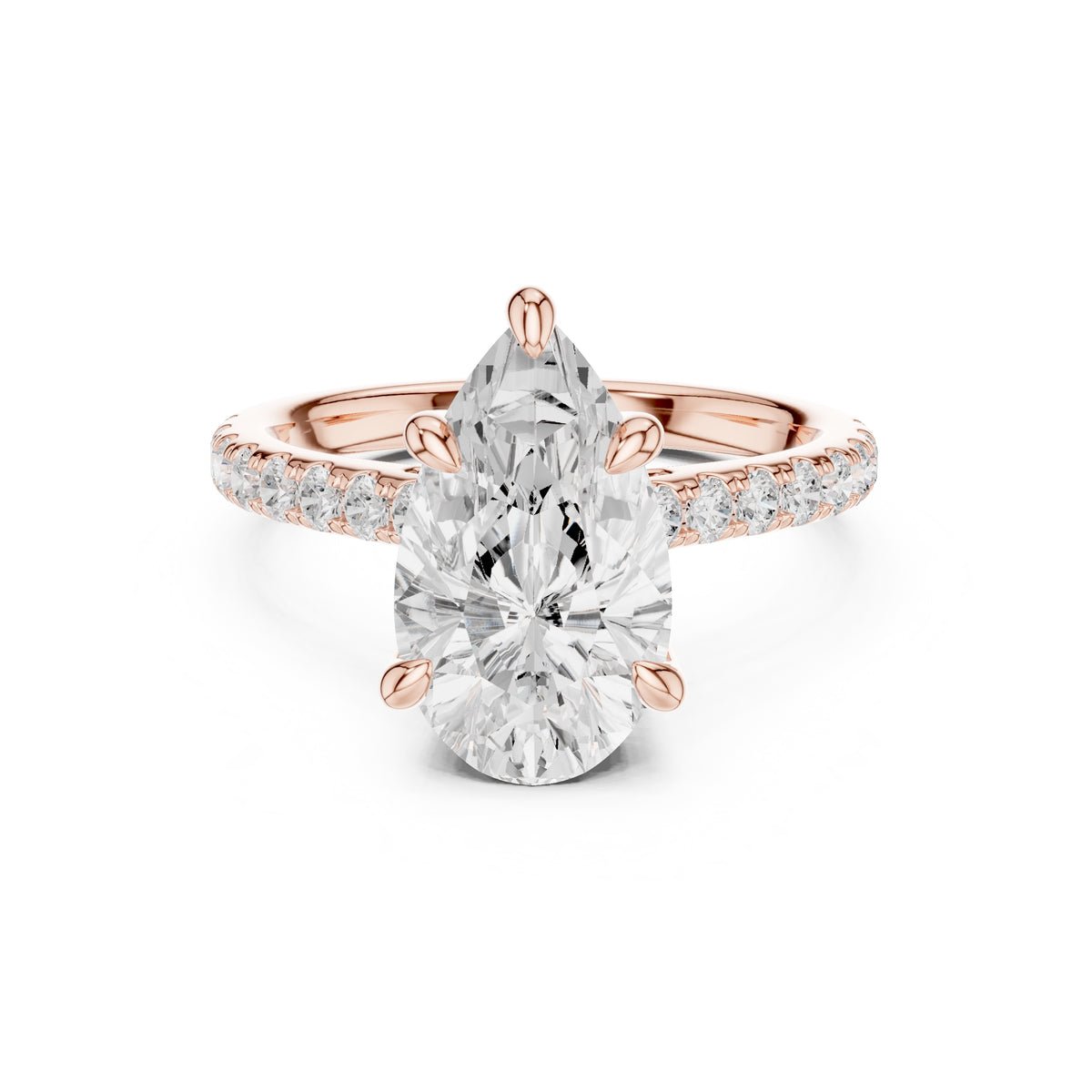4.00 ct Summit Pavé Engagement Ring 4ct Rose Gold Pear