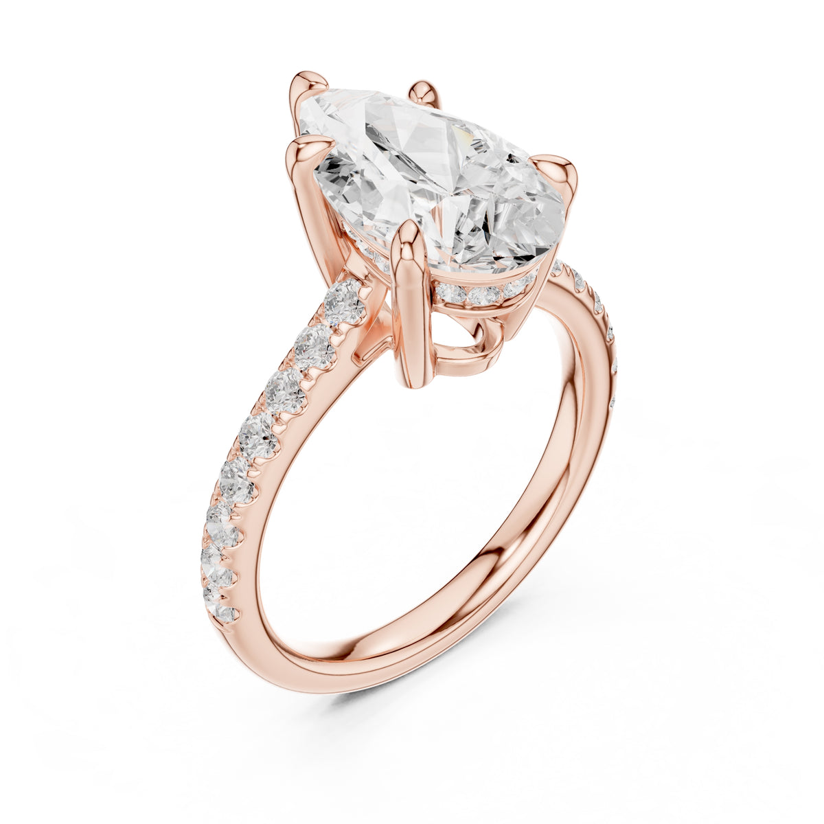 4.00 ct Summit Pavé Engagement Ring 4ct Rose Gold Pear
