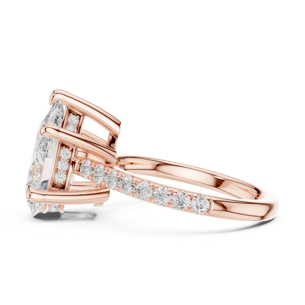 4.00 ct Summit Pavé Engagement Ring 4ct Rose Gold Pear