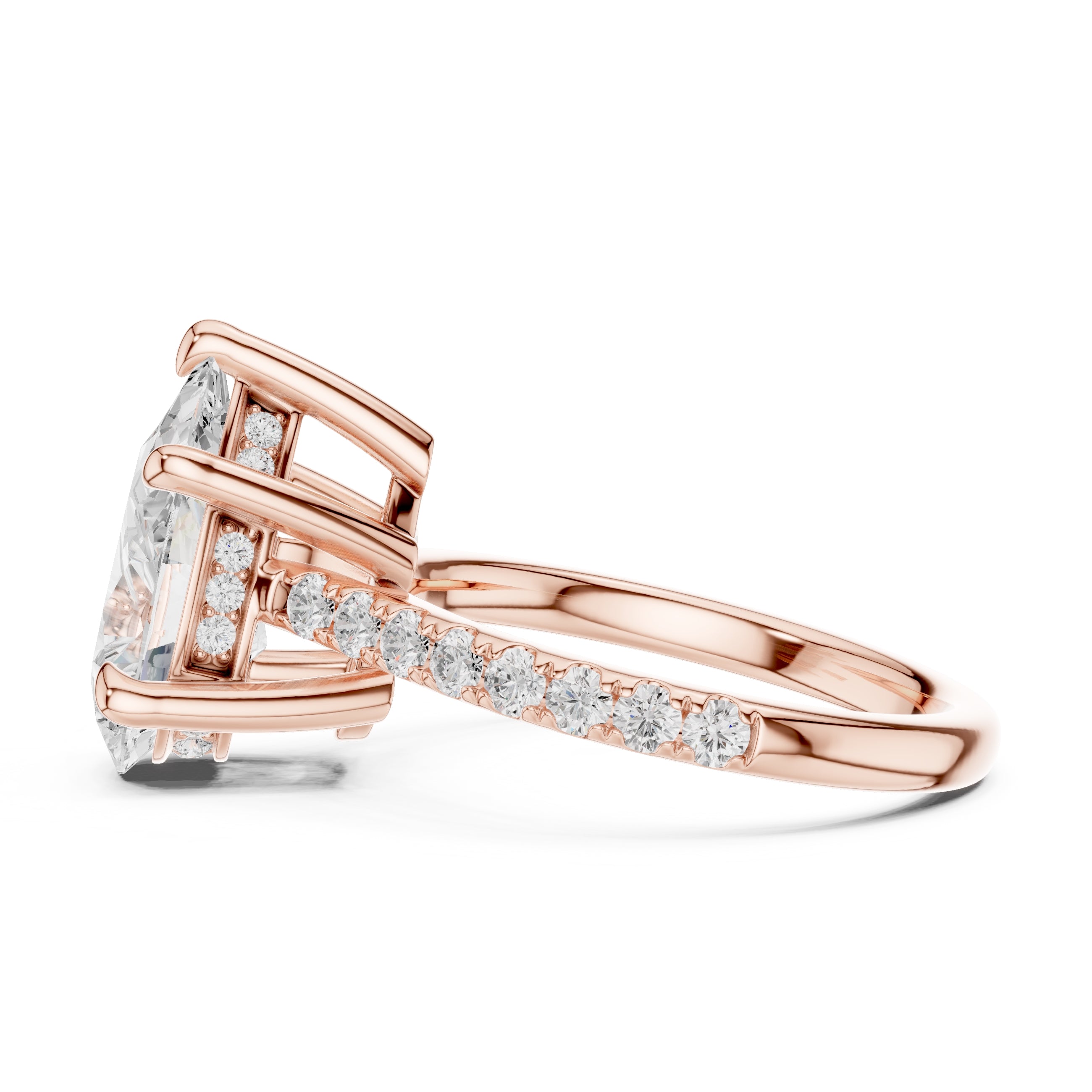 4.00 ct Summit Pavé Engagement Ring 4ct Rose Gold Pear