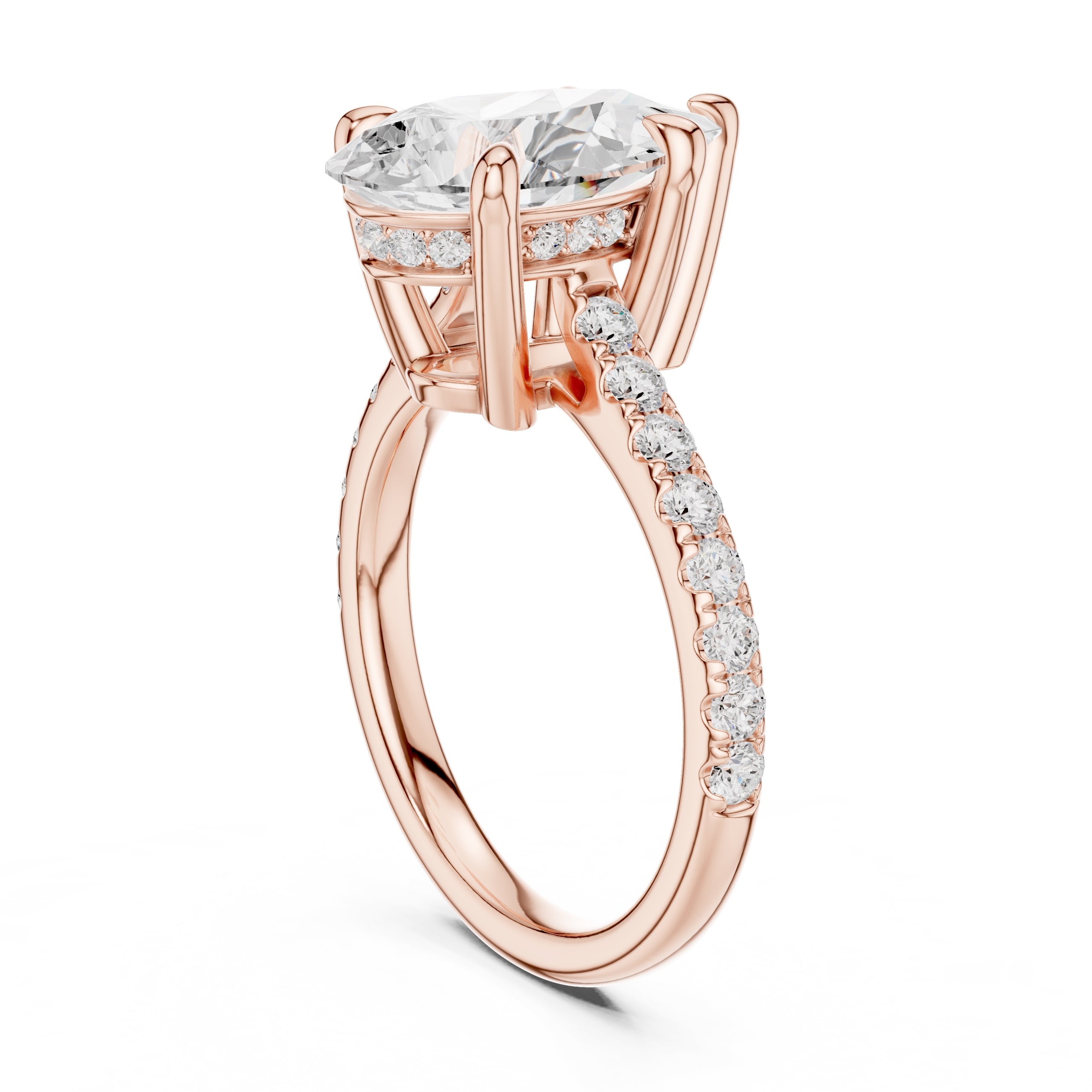 4.00 ct Summit Pavé Engagement Ring 4ct Rose Gold Pear