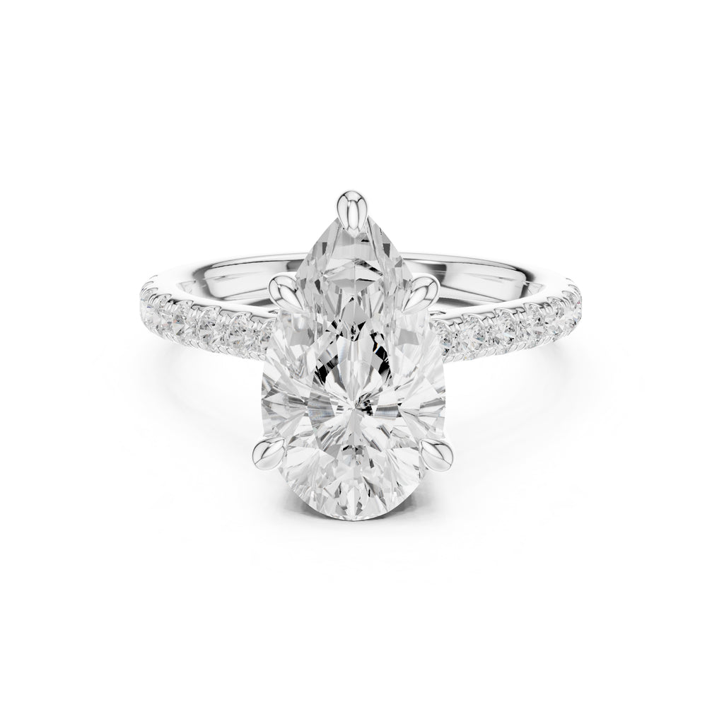 4.00 ct Summit Pavé Engagement Ring 4ct White Gold Pear