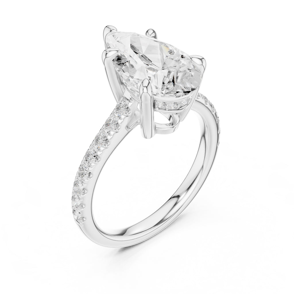 4.00 ct Summit Pavé Engagement Ring 4ct White Gold Pear