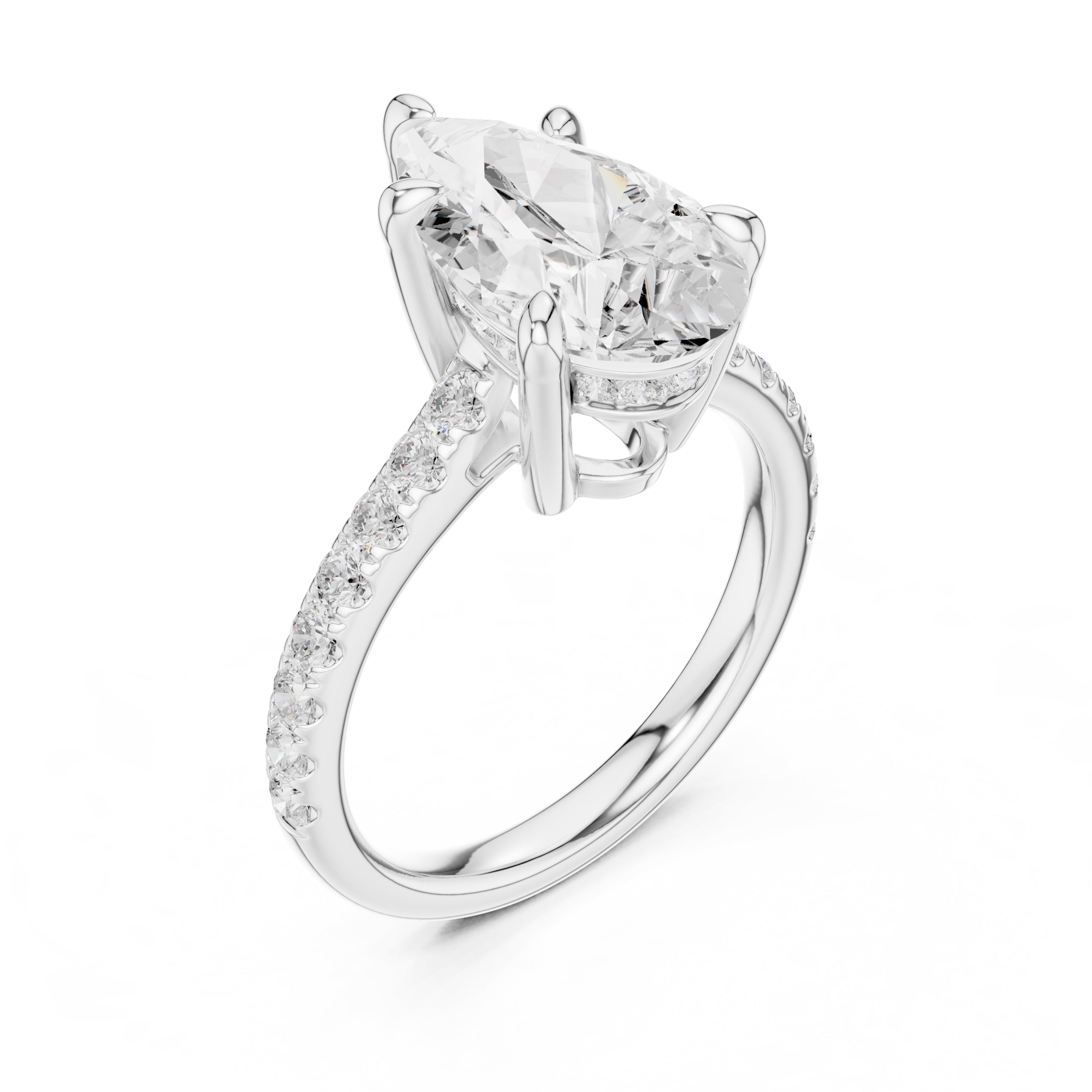 4.00 ct Summit Pavé Engagement Ring 4ct White Gold Pear