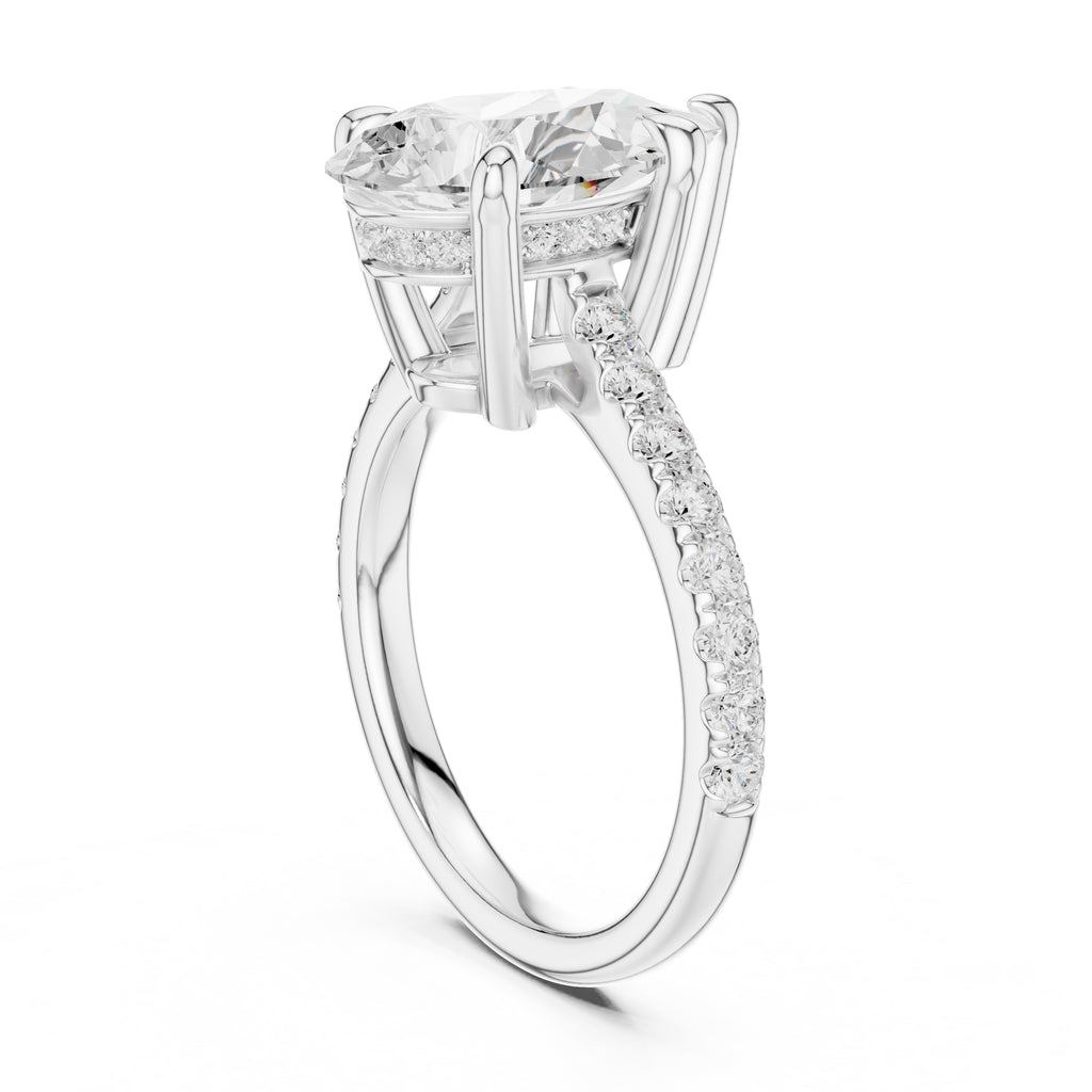 4.00 ct Summit Pavé Engagement Ring 4ct White Gold Pear