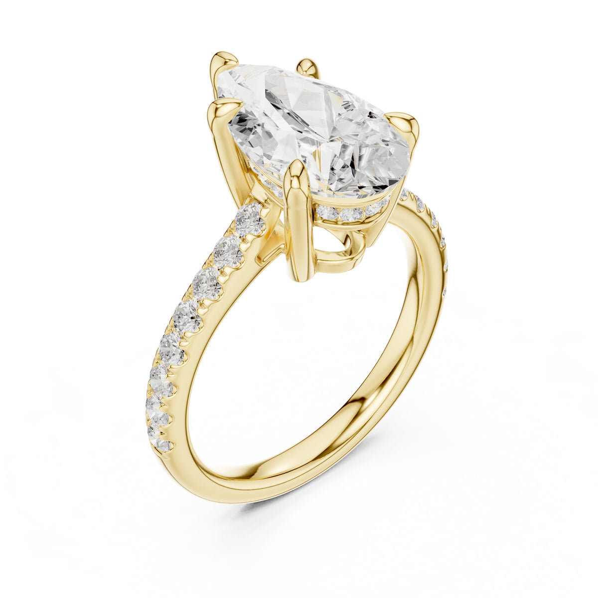 4.00 ct Summit Pavé Engagement Ring 4ct Yellow Gold Pear