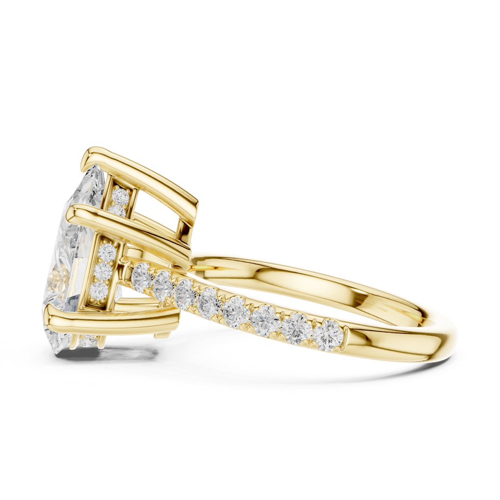 4.00 ct Summit Pavé Engagement Ring 4ct Yellow Gold Pear