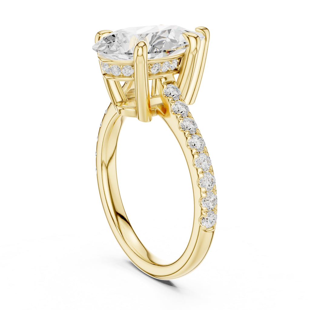 4.00 ct Summit Pavé Engagement Ring 4ct Yellow Gold Pear