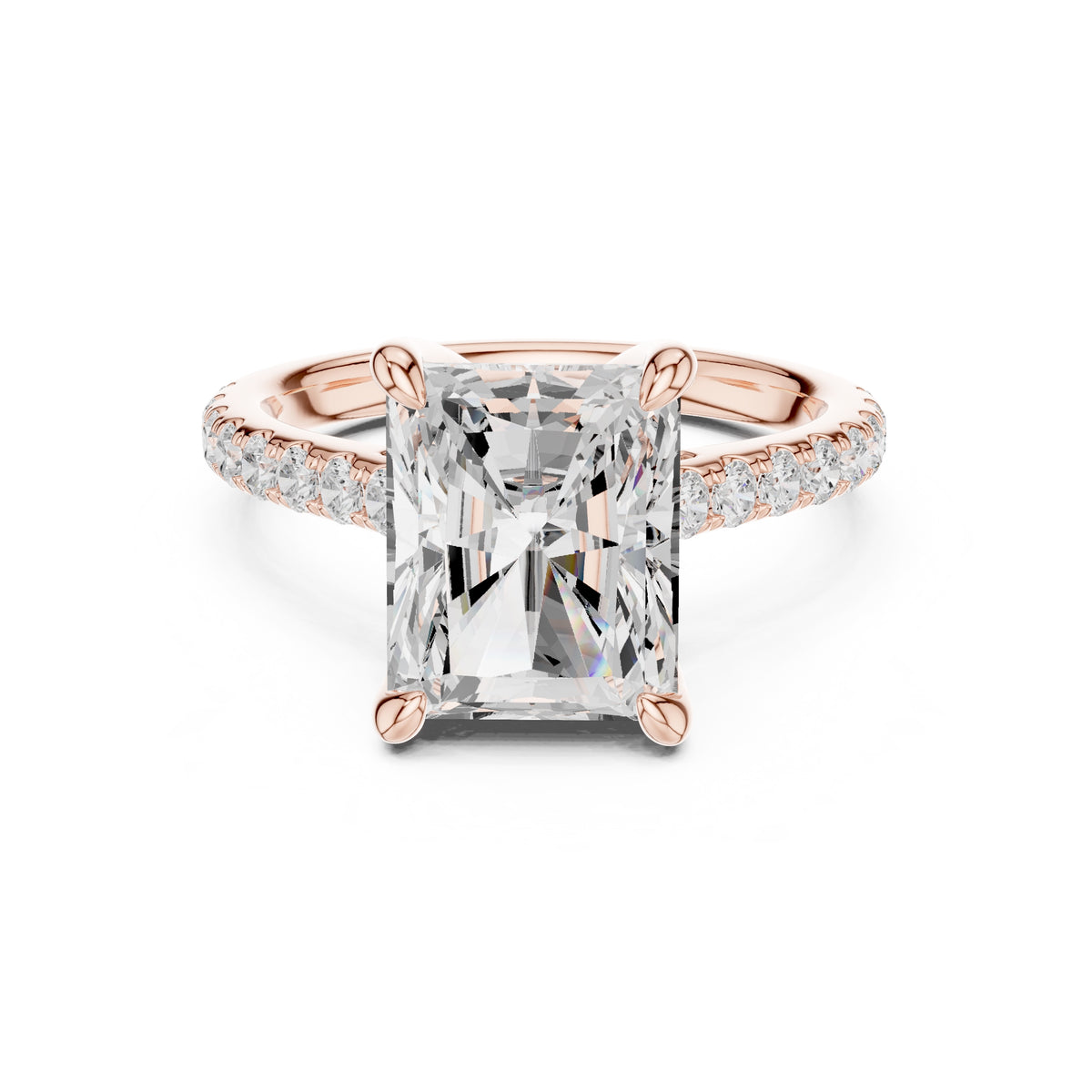 4.00 ct Summit Pavé Engagement Ring 4ct Rose Gold Radiant