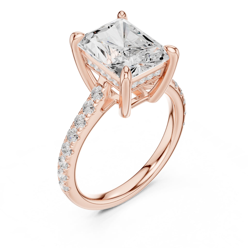 4.00 ct Summit Pavé Engagement Ring 4ct Rose Gold Radiant