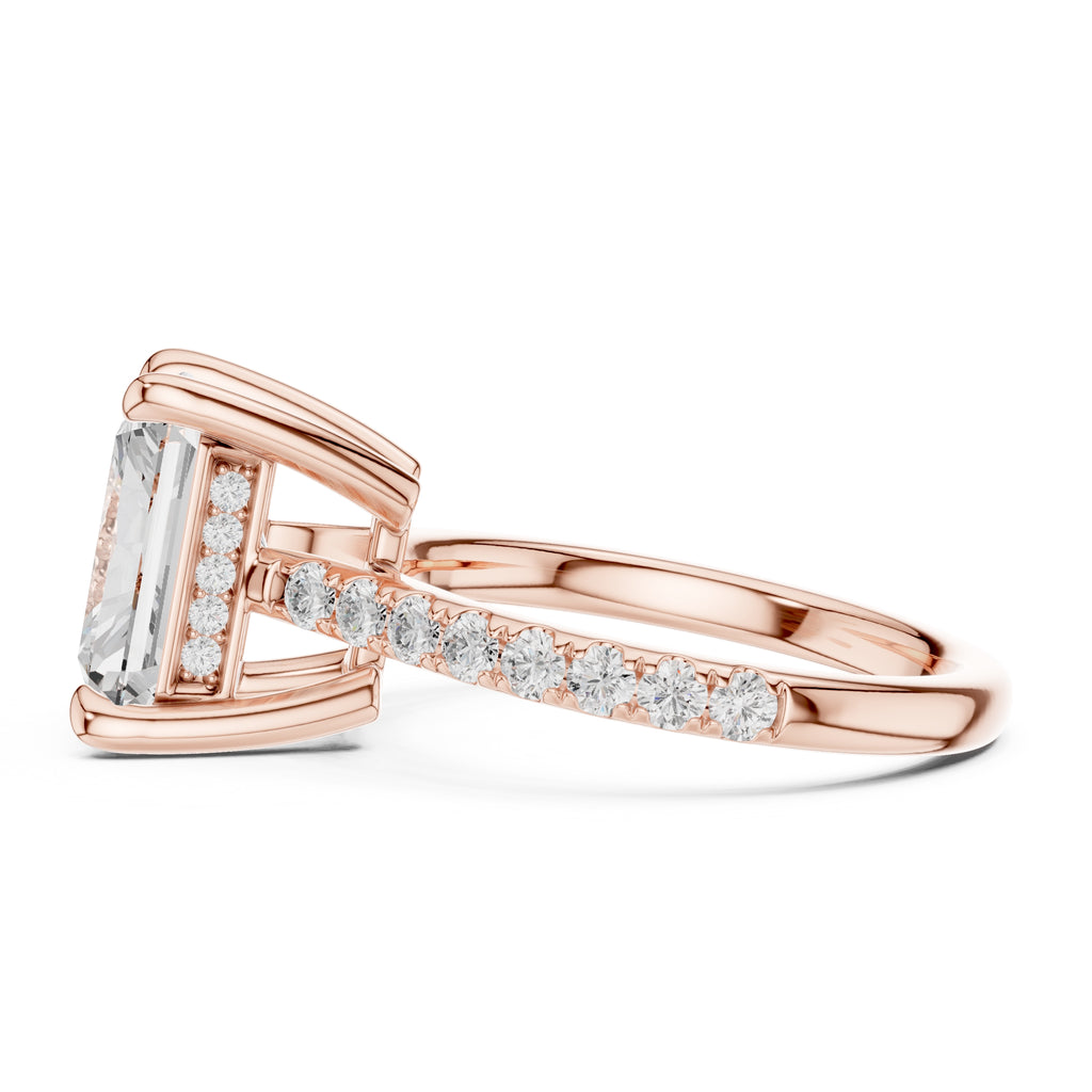 4.00 ct Summit Pavé Engagement Ring 4ct Rose Gold Radiant