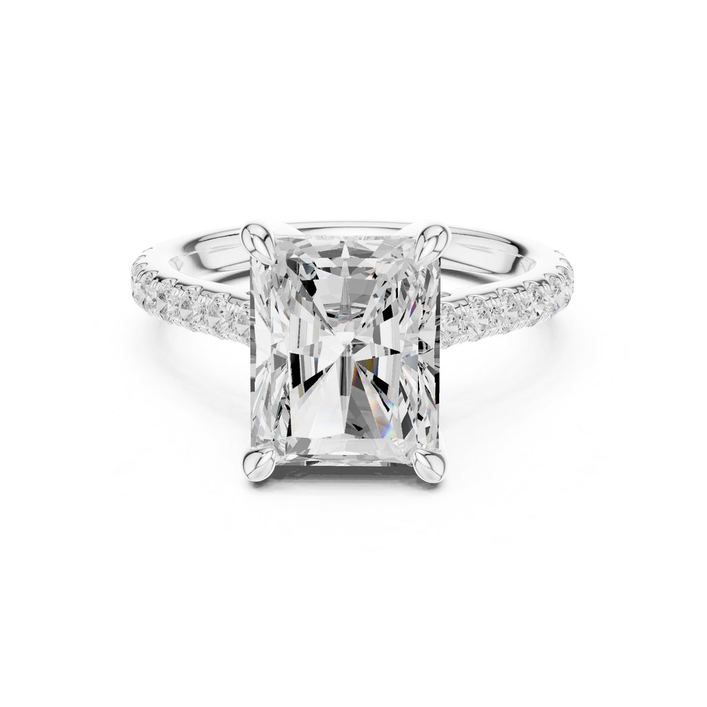 4.00 ct Summit Pavé Engagement Ring 4ct White Gold Radiant