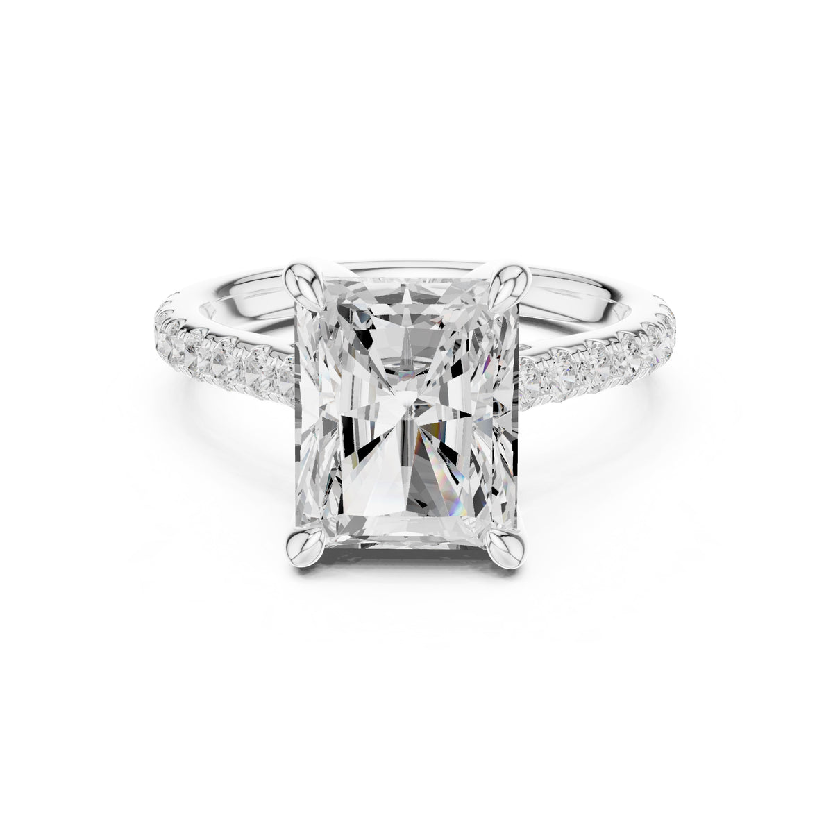 4.00 ct Summit Pavé Engagement Ring 4ct White Gold Radiant