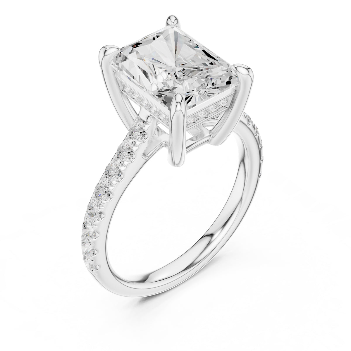 4.00 ct Summit Pavé Engagement Ring 4ct White Gold Radiant
