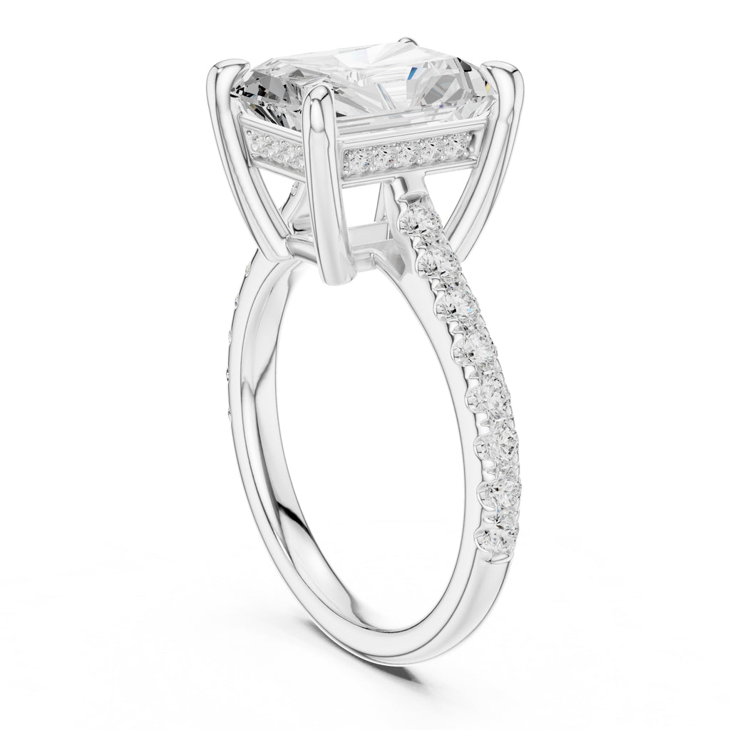 4.00 ct Summit Pavé Engagement Ring 4ct White Gold Radiant